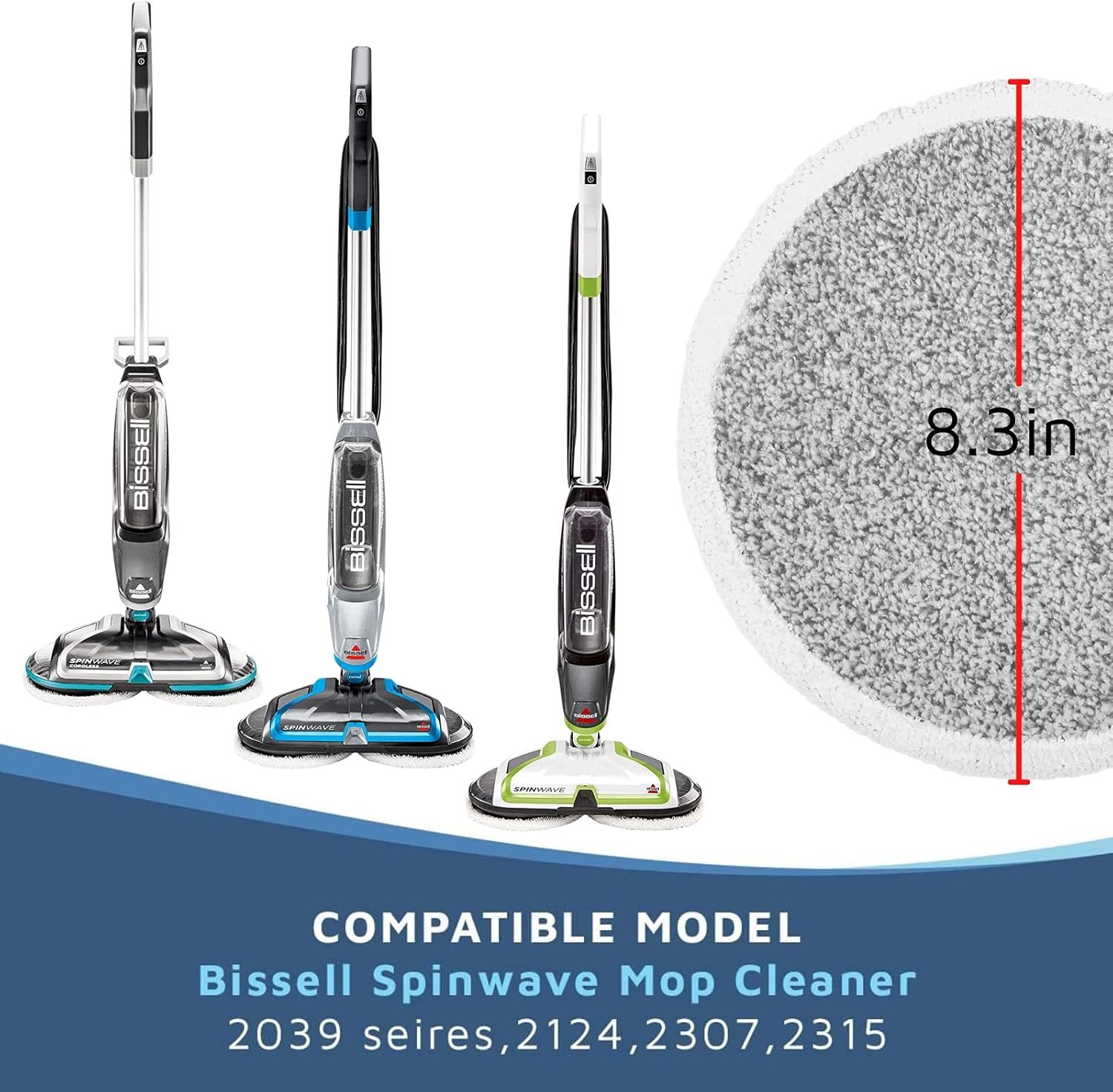 6 Pack Replacement Pads or Bissell Spinwave 2124,2039A,2307,23157,20391,20399 Powered Hard loor Mop - Image 2