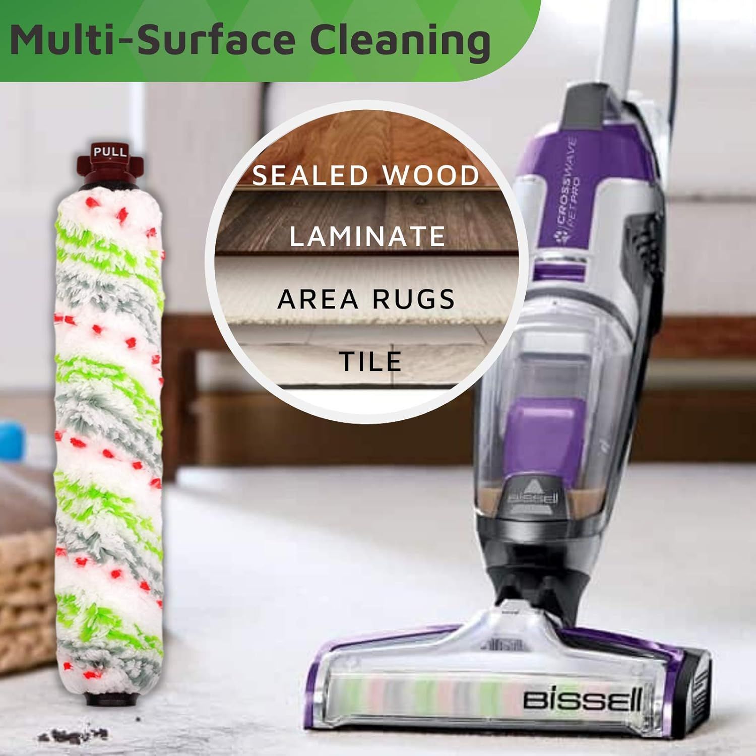 Replacements Part Compatible with BISSELL CrossWave Wet Dry Vacuum, CrossWave PET PRO and CrossWave Cordless Accessories (2 Multi-Surace Pet Brush Rolls+2 ilters) - Image 4