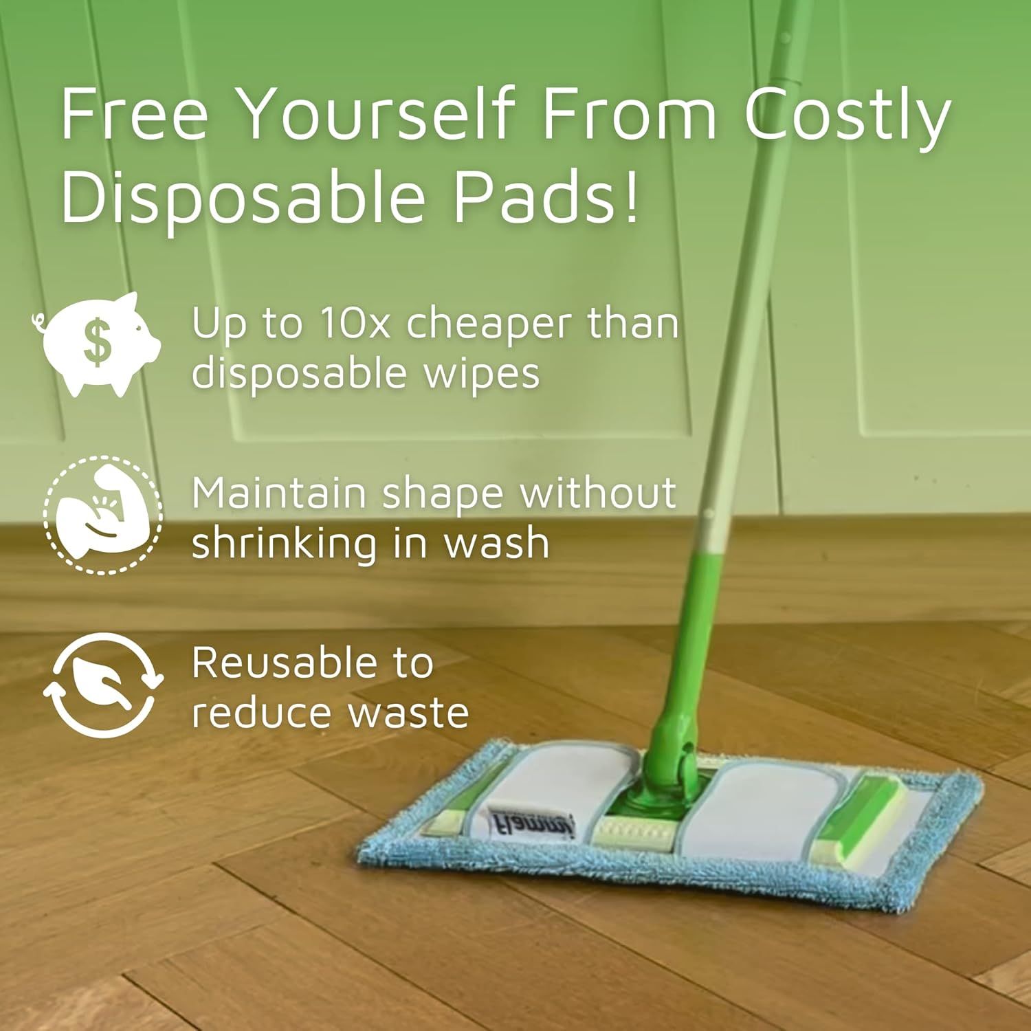 Reusable Mop Pad or Swier Sweeper Mop, 12.5'' Microiber Mop Pad Reill Washable or Hard loor Baseboard Cleaning, Wet/Dry Cleaning Pad, 4 Pack - Image 3