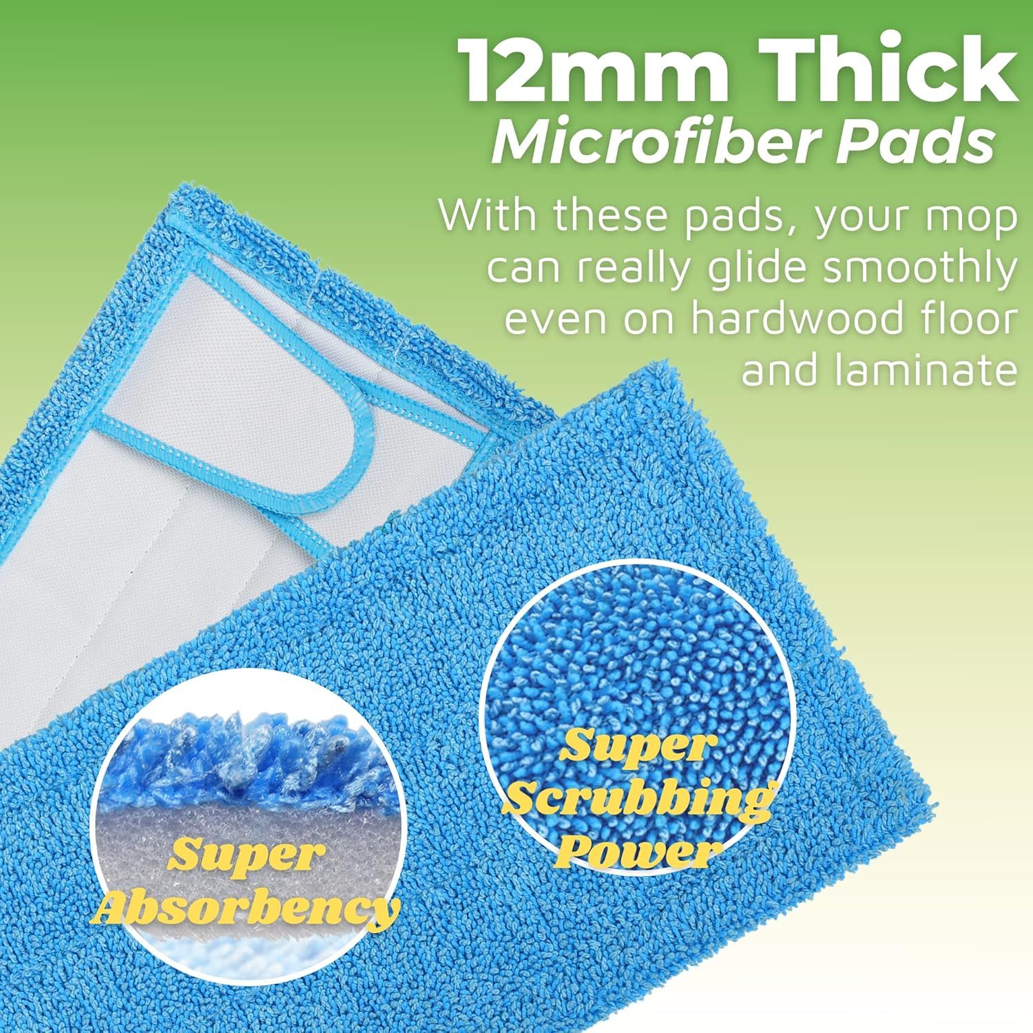 Reusable Mop Pad or Swier Sweeper Mop, 12.5'' Microiber Mop Pad Reill Washable or Hard loor Baseboard Cleaning, Wet/Dry Cleaning Pad, 4 Pack - Image 4