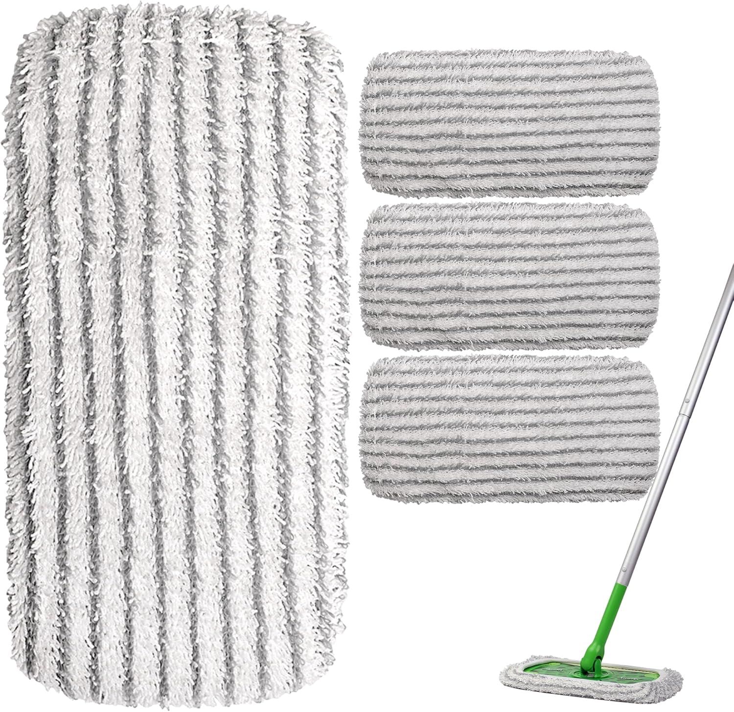 4 Pack o Reusable Mop Pad Compatible with Swier Sweeper, Heavy Duty Scrubby Microiber Mop Cover Multi-Surace Cleaning Wet Dry Reills - Image 1