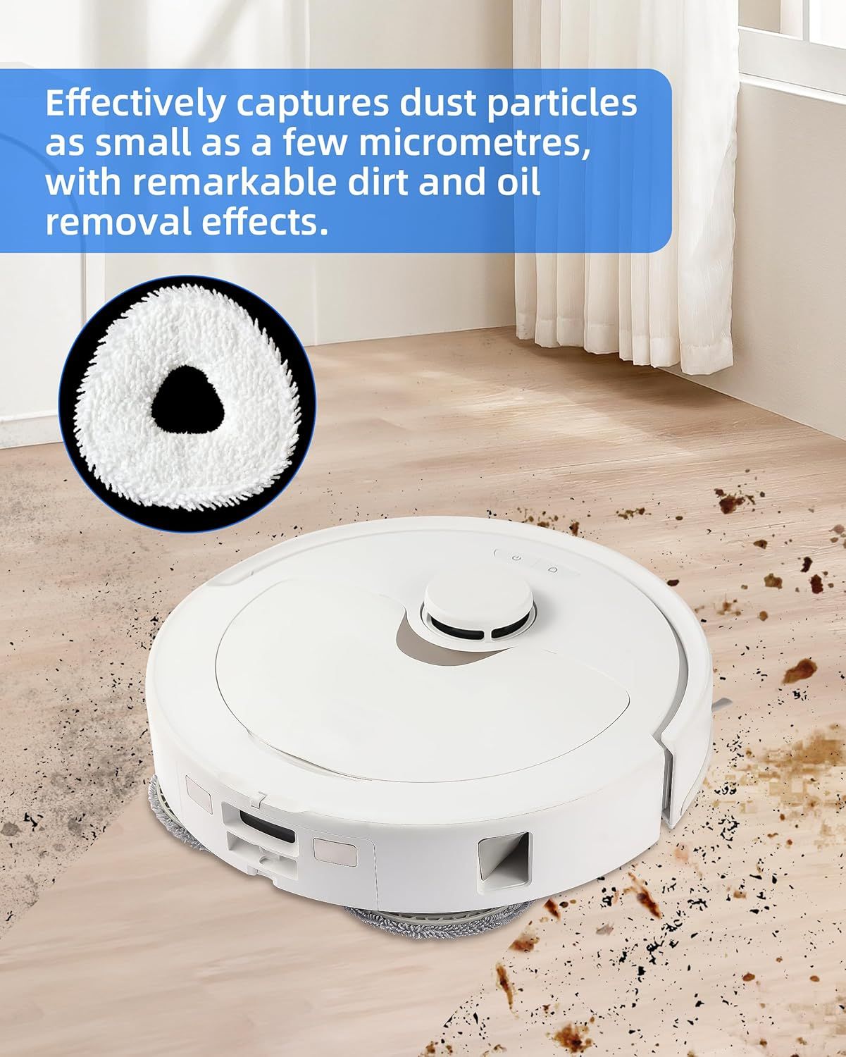 Robot Vacuum and Mop Pads 10 Pack or Narwal reo X Ultra/reo /reo Z Ultra/reo Z10/reo Pro/reo Z10 Ultra Robot Vacuum, High Absorbency Microiber Replacement Pads, Washable Robot Mop Pads White - Image 4