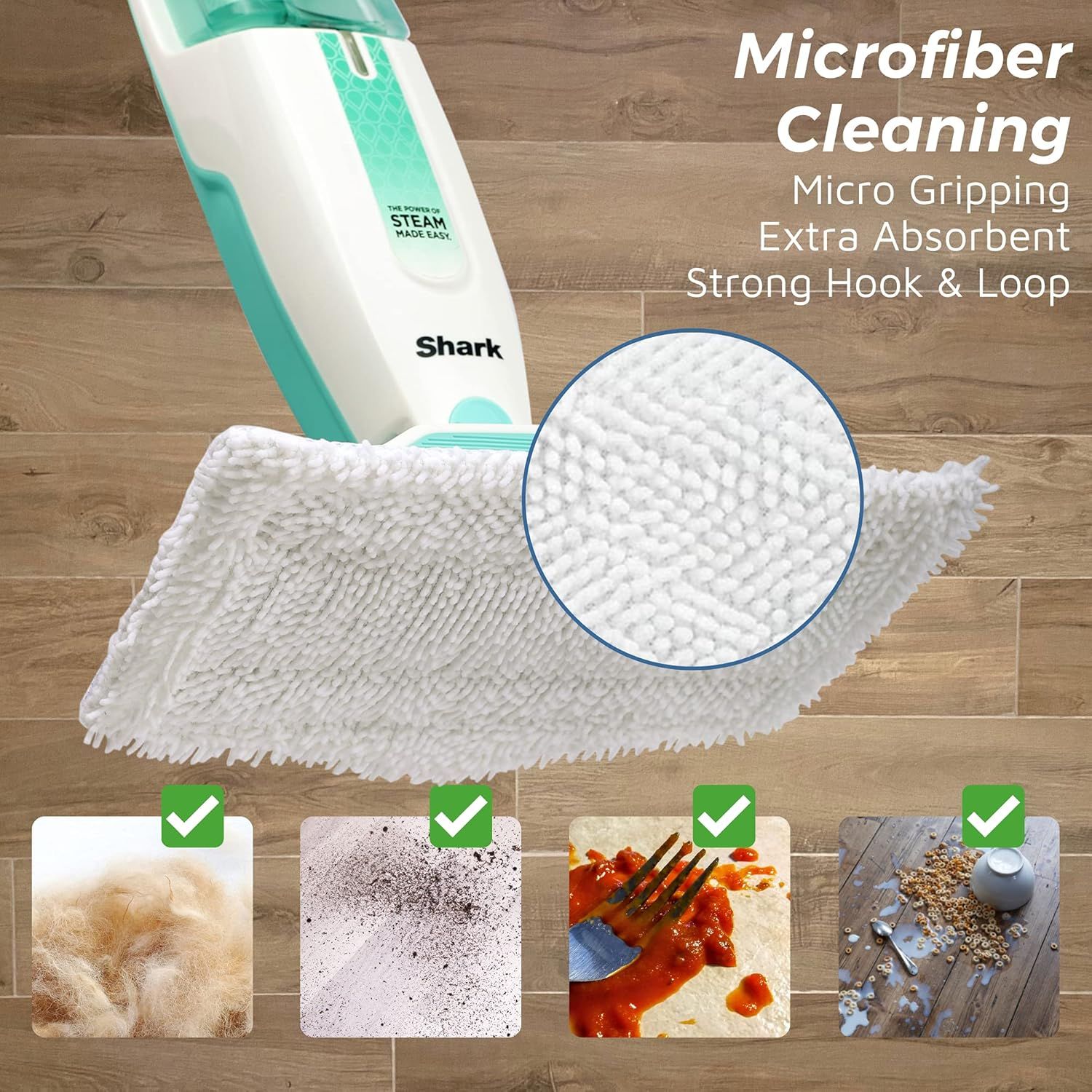 8 Pack Steam Mop Pads or Shark S1000 Series (4 Sot + 4 Scrub Pads) - Image 5