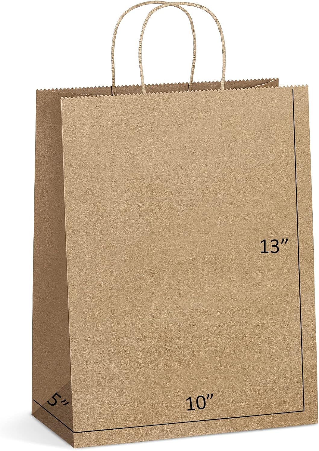 Eupako Kraft Shopping Bags 10x5x13 - 100 PCS Brown Paper With Handles, Gift Bulk, Party Favor, Merchandise, Retail - Image 1
