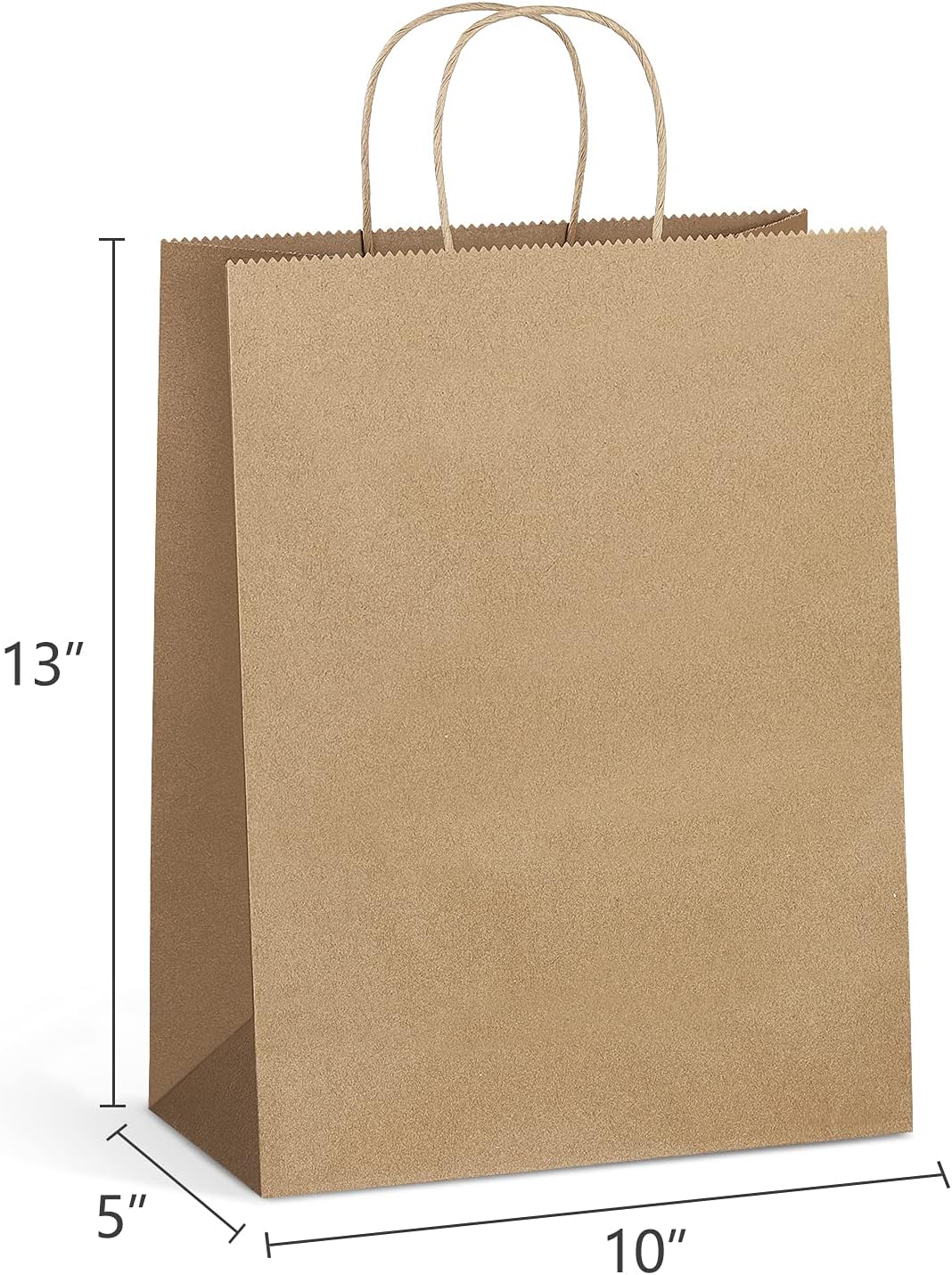 Eupako Kraft Shopping Bags 10x5x13 - 100 PCS Brown Paper With Handles, Gift Bulk, Party Favor, Merchandise, Retail - Image 2