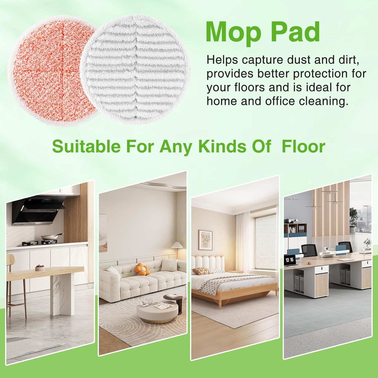 8 Pack Mop Pads Replacement Compatible with Bissell Spinwave 2124, 2039A, 2307, 23157, 23159, 20393, 20399 Hard loor Spin Mop, 2 Sot Pads, 4 Scrubby Pads, 2 Heavy Scrub Pads - Image 5
