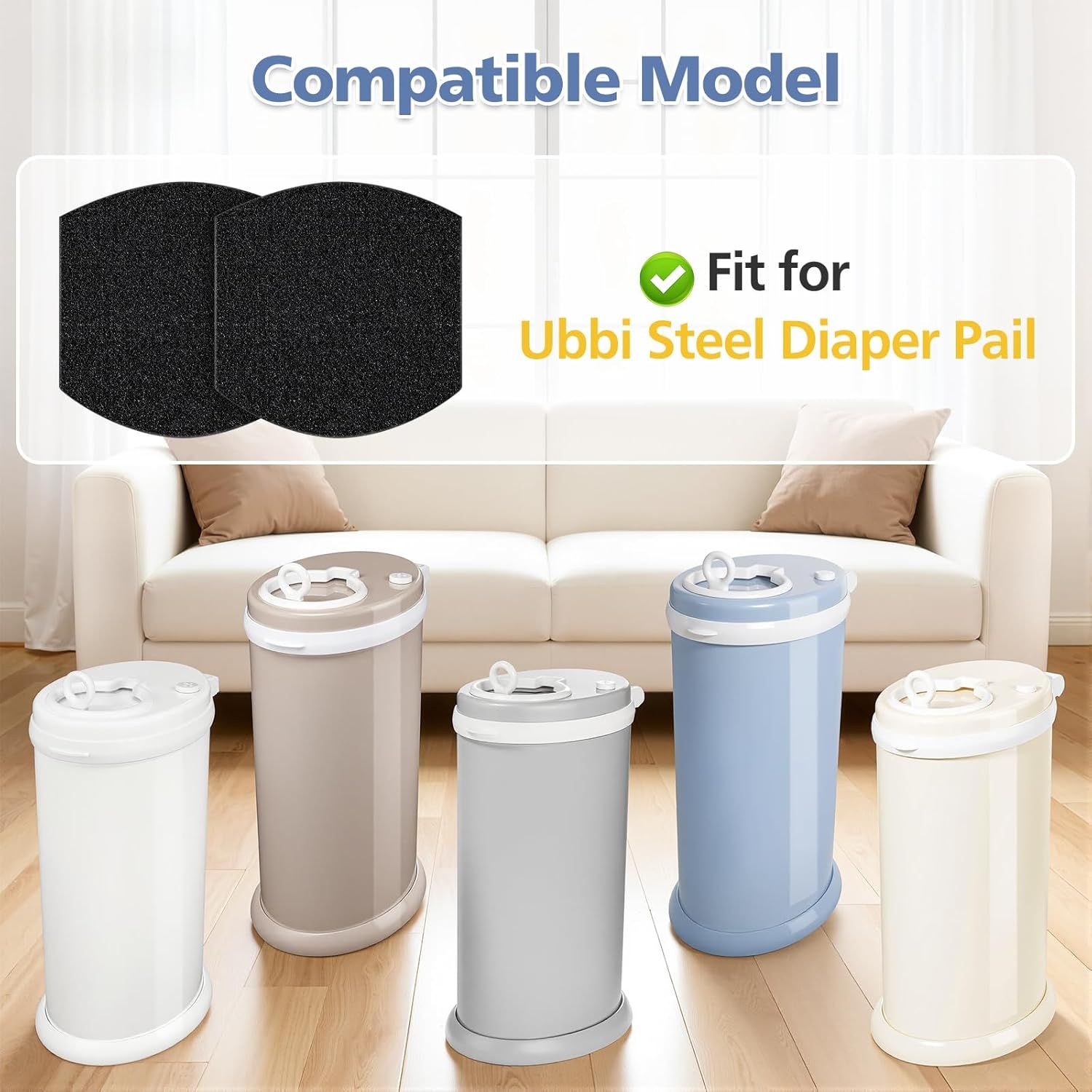 12 Pack Baby Diaper Pail Deodorizer Reills or Ubbi Diaper Pail, Activated Charcoal Odor Absorber ilters Compatible with Ubbi Steel Diaper Pail - Image 5