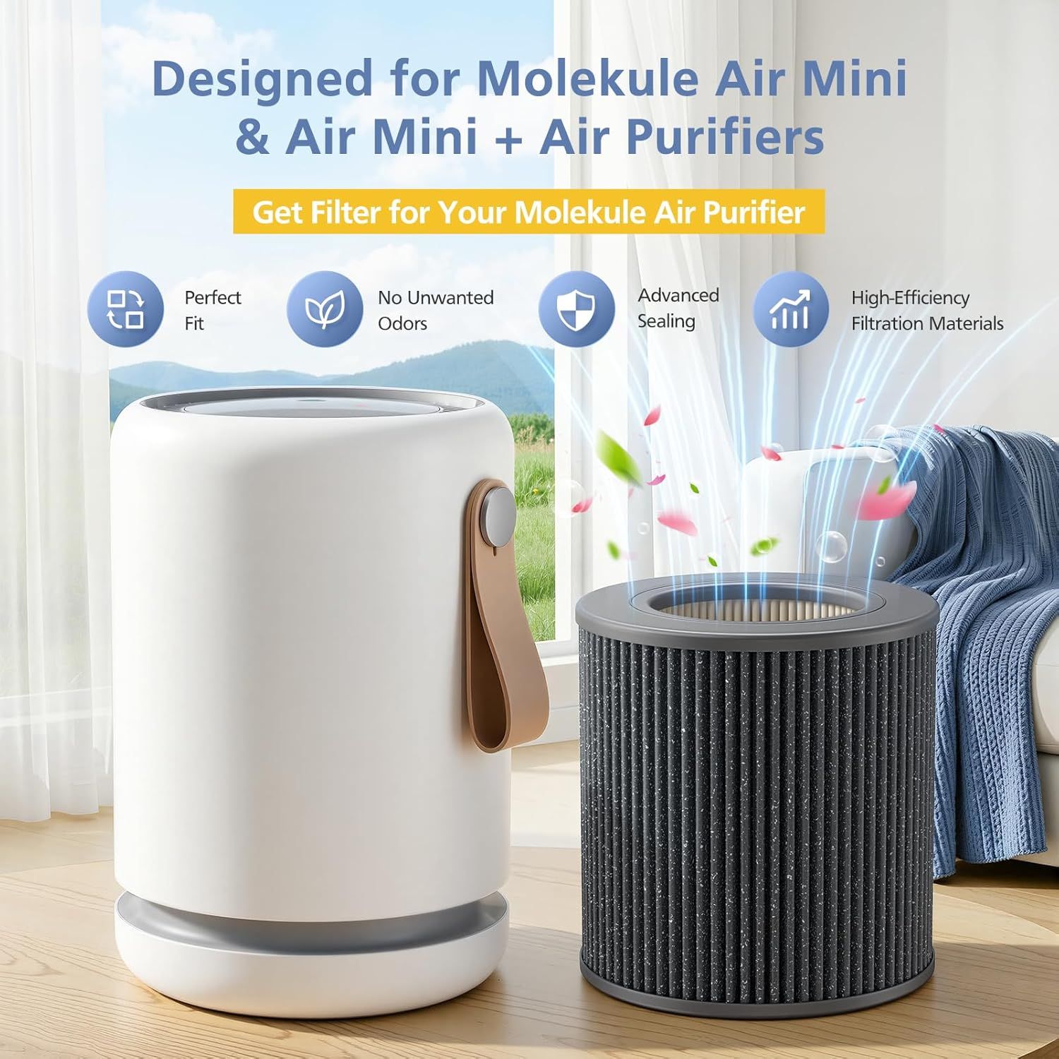 Air Mini Replacement ilter Compatible with Molekule Air Mini and Air Mini+ Air Puriiers,3-in-1 HEPA and Activated Carbon ilter or Home, Dust, Smoke & VOCs, 2-Pack - Image 2