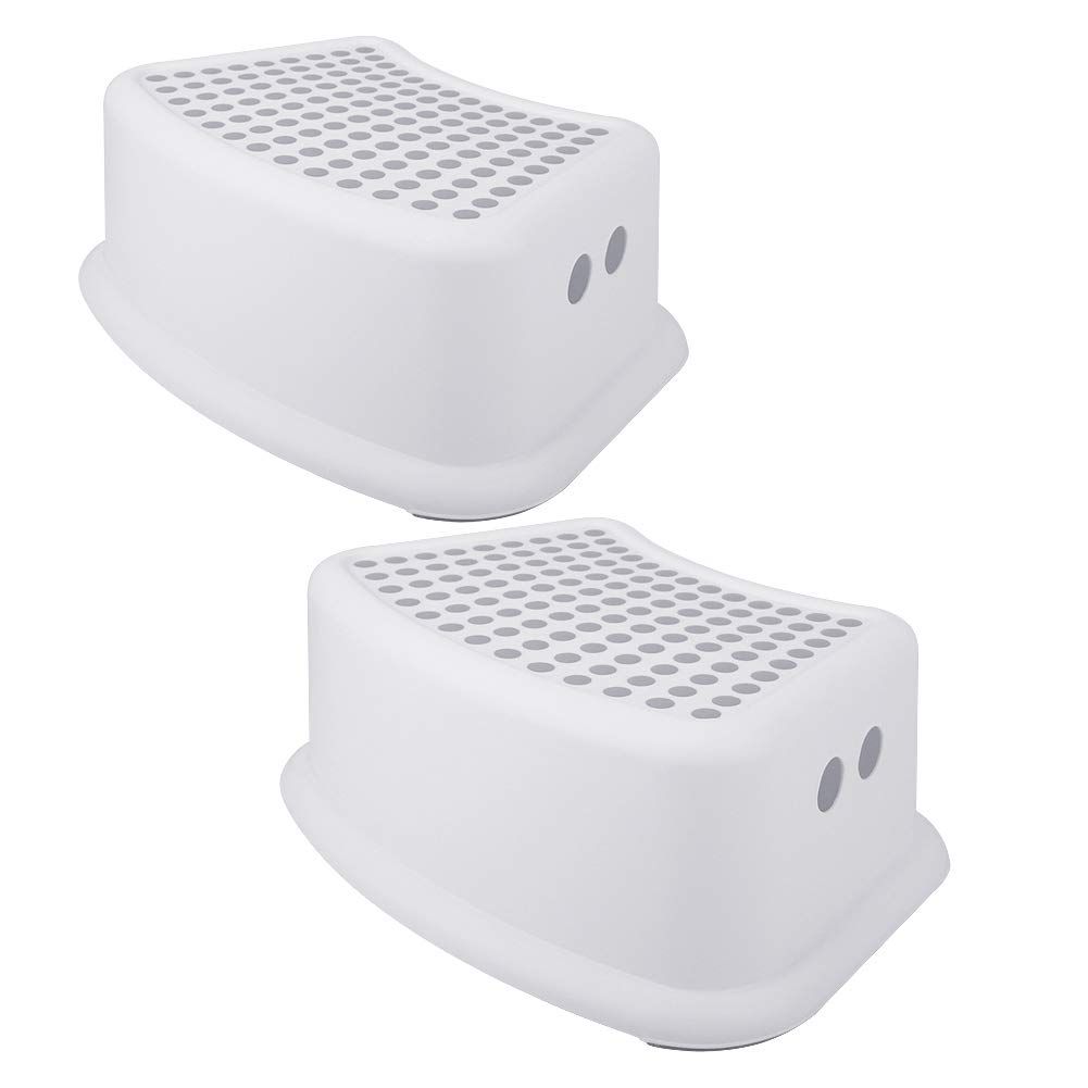 Step Stool or Kids (2 Pack), Toddlers Stool or Potty Training, Bathroom, Kitchen, Bedroom, Toy Room and Living Room. Toilet Stools with Sot Anti-Slip Grips or Saety, Stackable (Grey) - Image 1