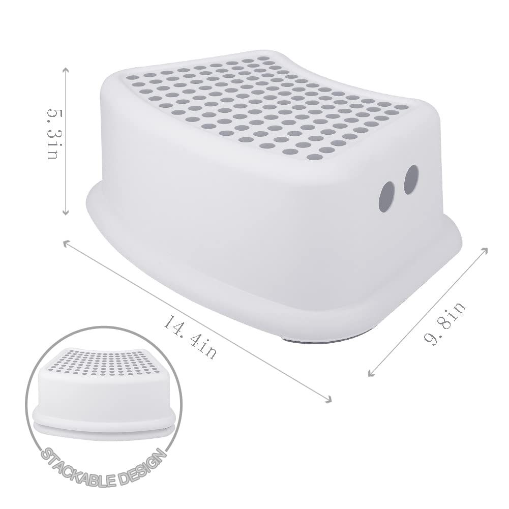 Step Stool or Kids (2 Pack), Toddlers Stool or Potty Training, Bathroom, Kitchen, Bedroom, Toy Room and Living Room. Toilet Stools with Sot Anti-Slip Grips or Saety, Stackable (Grey) - Image 3