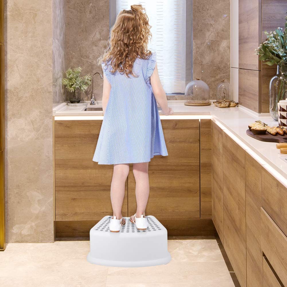 Step Stool or Kids (2 Pack), Toddlers Stool or Potty Training, Bathroom, Kitchen, Bedroom, Toy Room and Living Room. Toilet Stools with Sot Anti-Slip Grips or Saety, Stackable (Grey) - Image 7