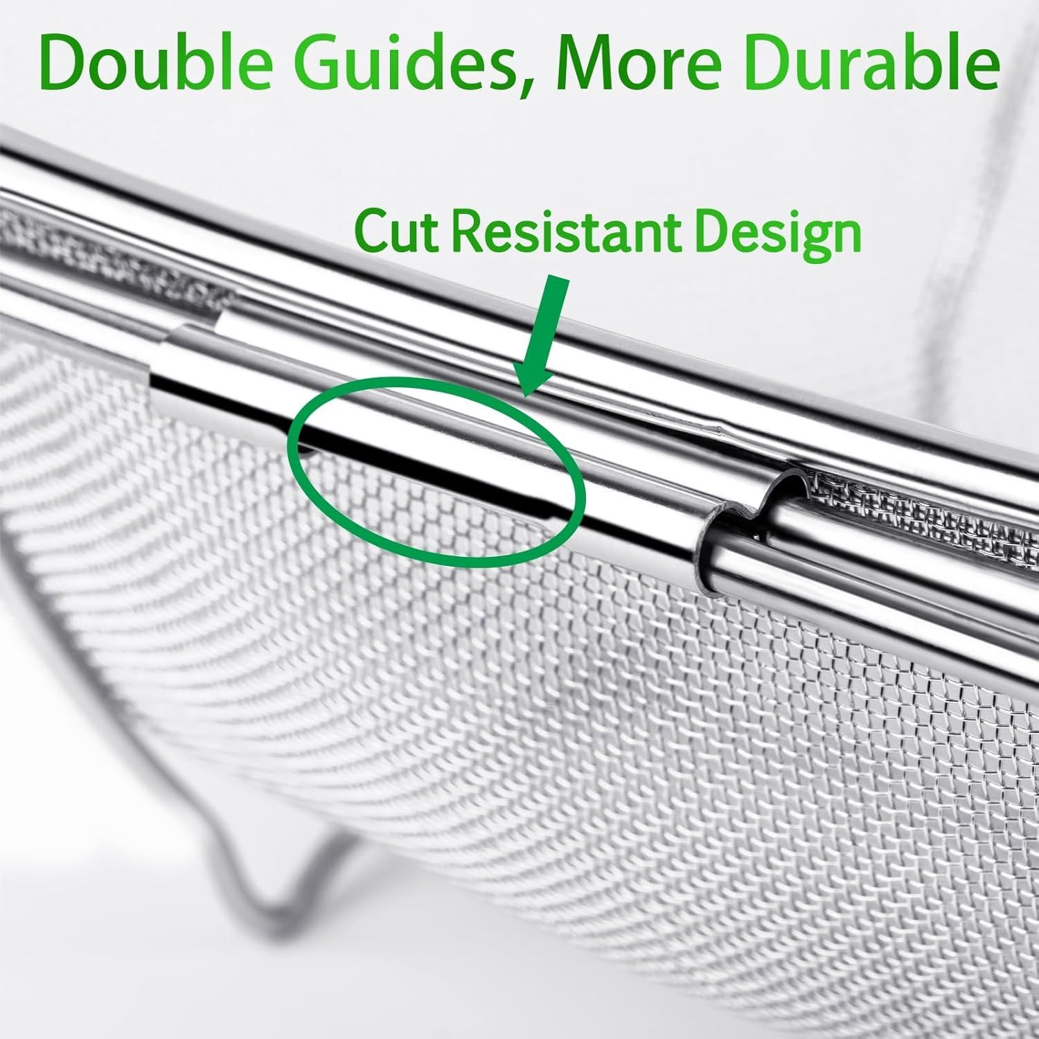 6-Quart Large Over The Sink Colander, Heavy Duty 40% Thicker 18/8 Stainless Steel ine Mesh Strainer Basket with Expandable Rubber Grip Handles - Strain, Drain, Rinse ruits, Vegetables - Image 5