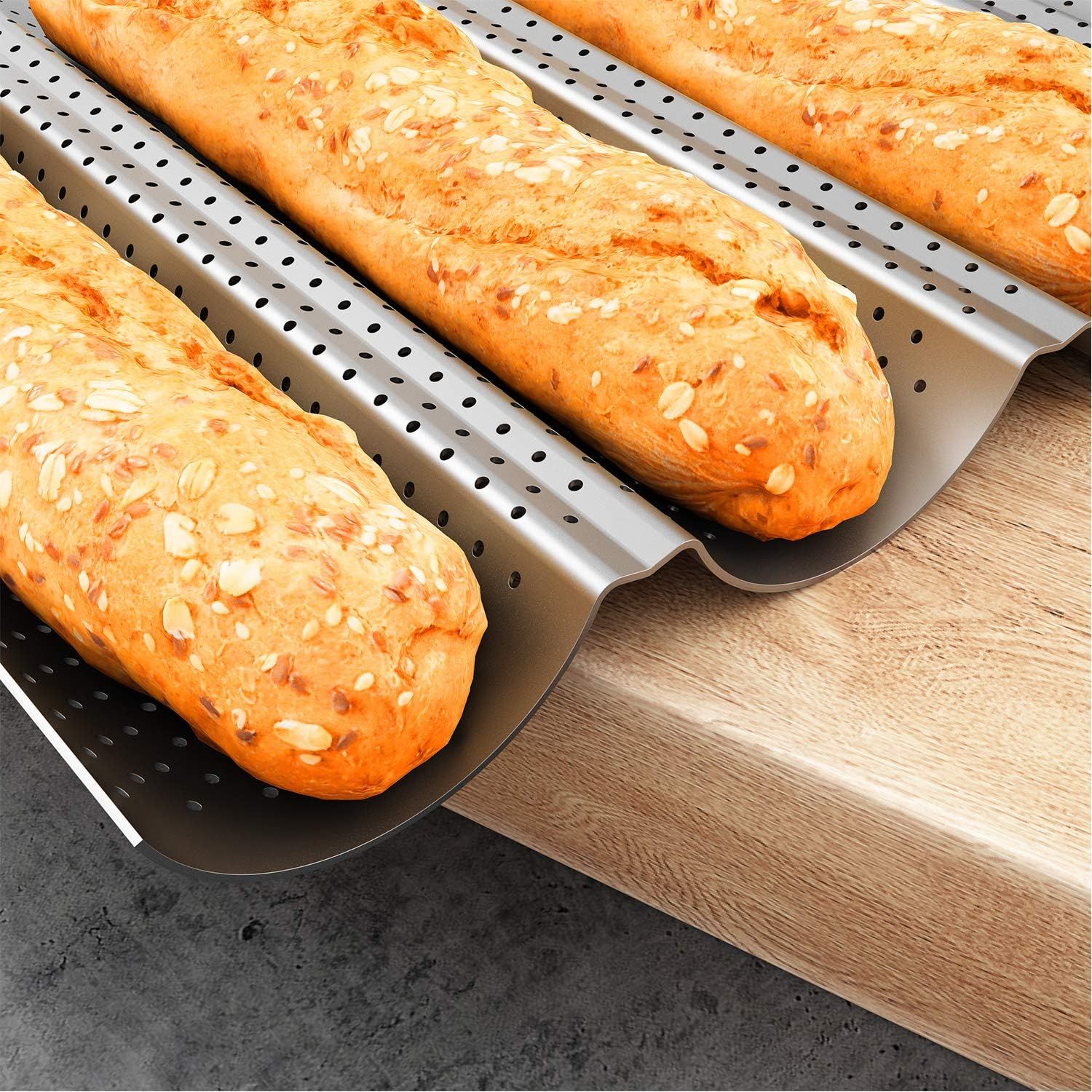2 Pack Nonstick Perorated Baguette Pan 15
