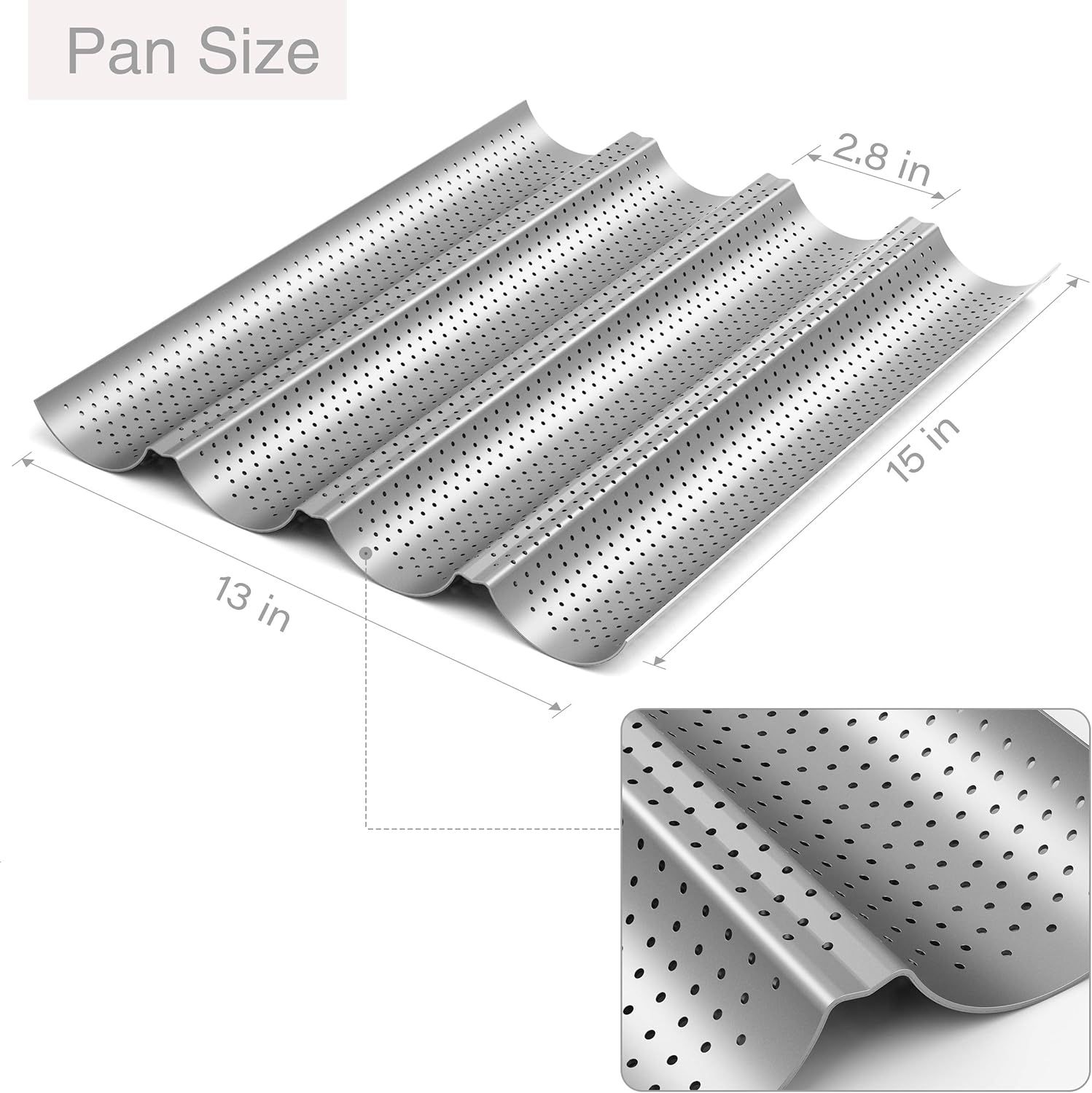 2 Pack Nonstick Perorated Baguette Pan 15
