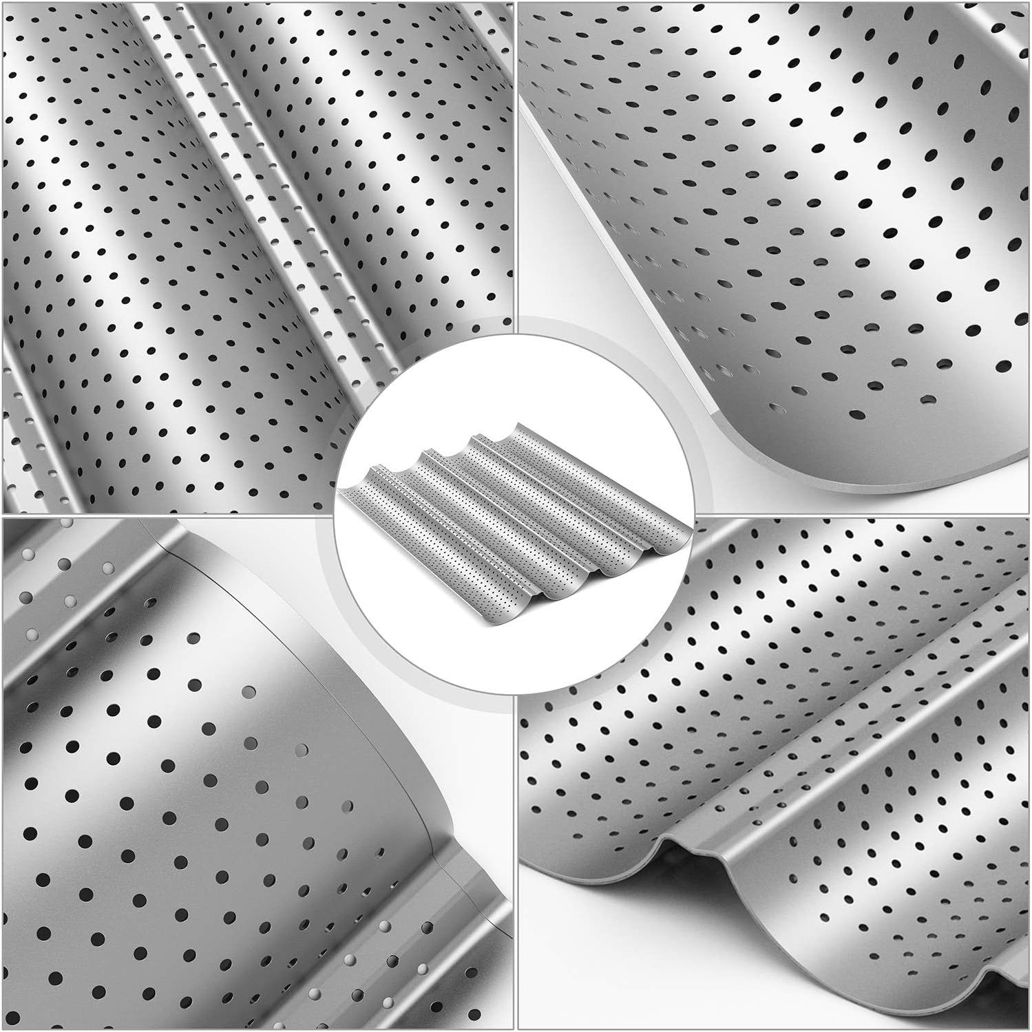 2 Pack Nonstick Perorated Baguette Pan 15