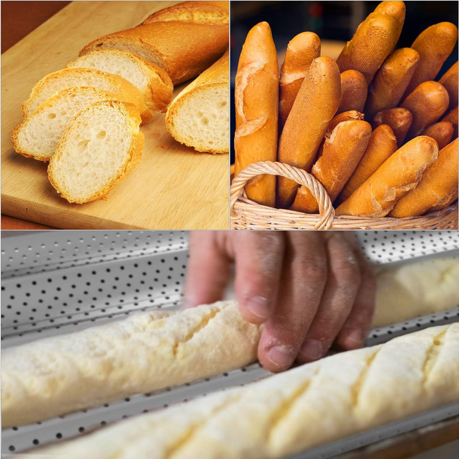 2 Pack Nonstick Perorated Baguette Pan 15