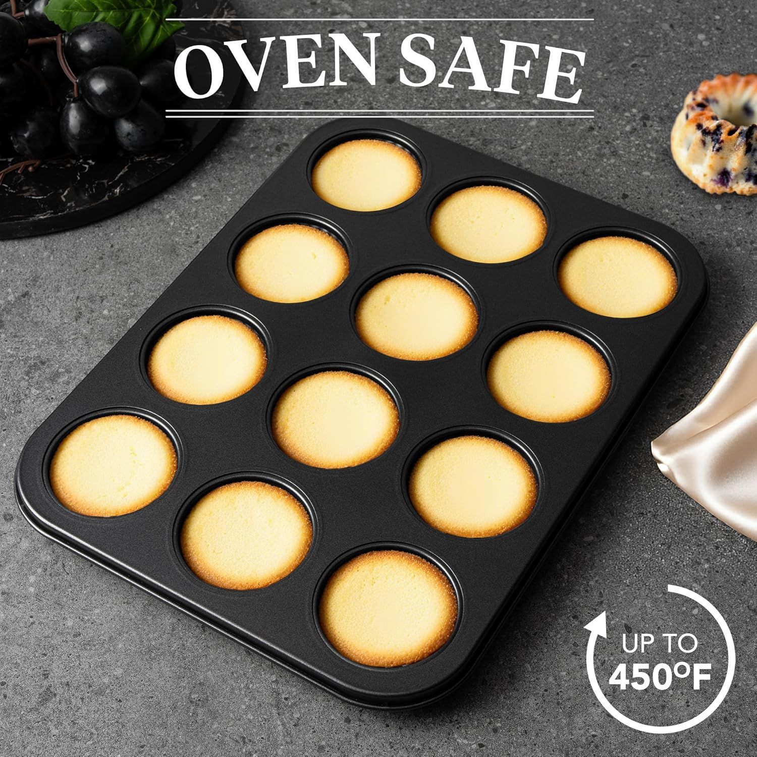 Mini luted Tube Cake Pan, 12 Cavity Baking Pan, Non-stick Baking Mold or Cupcakes, Donuts, Cornbread, Brownies, Jellies, Set o 2 - Image 6