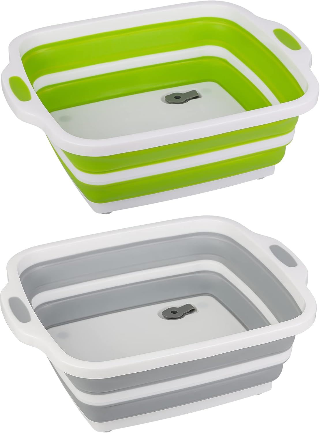 2 Pack Collapsible Cutting Board, oldable Dish Tub with Draining Hole, Portable Chopping Board with Colander, 3 in 1 Multiunction Camping Sink or Washing Dish, Bowl, Vegetables and ruit - Image 1