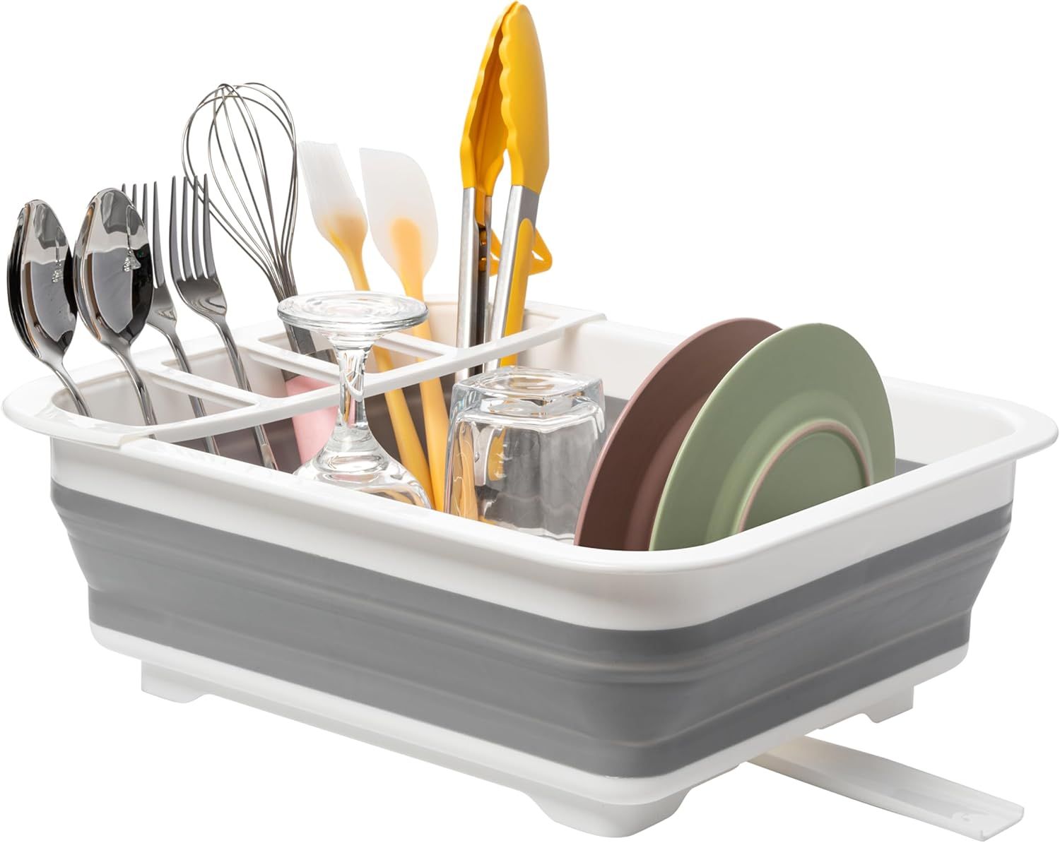 Collapsible Dish Drying Rack, Pop Up Dinnerware Drainer, Portable Plate Organizer or Kitchen RV Campers Travel Trailer, Space Saving Kitchen Storage Tray - Image 1
