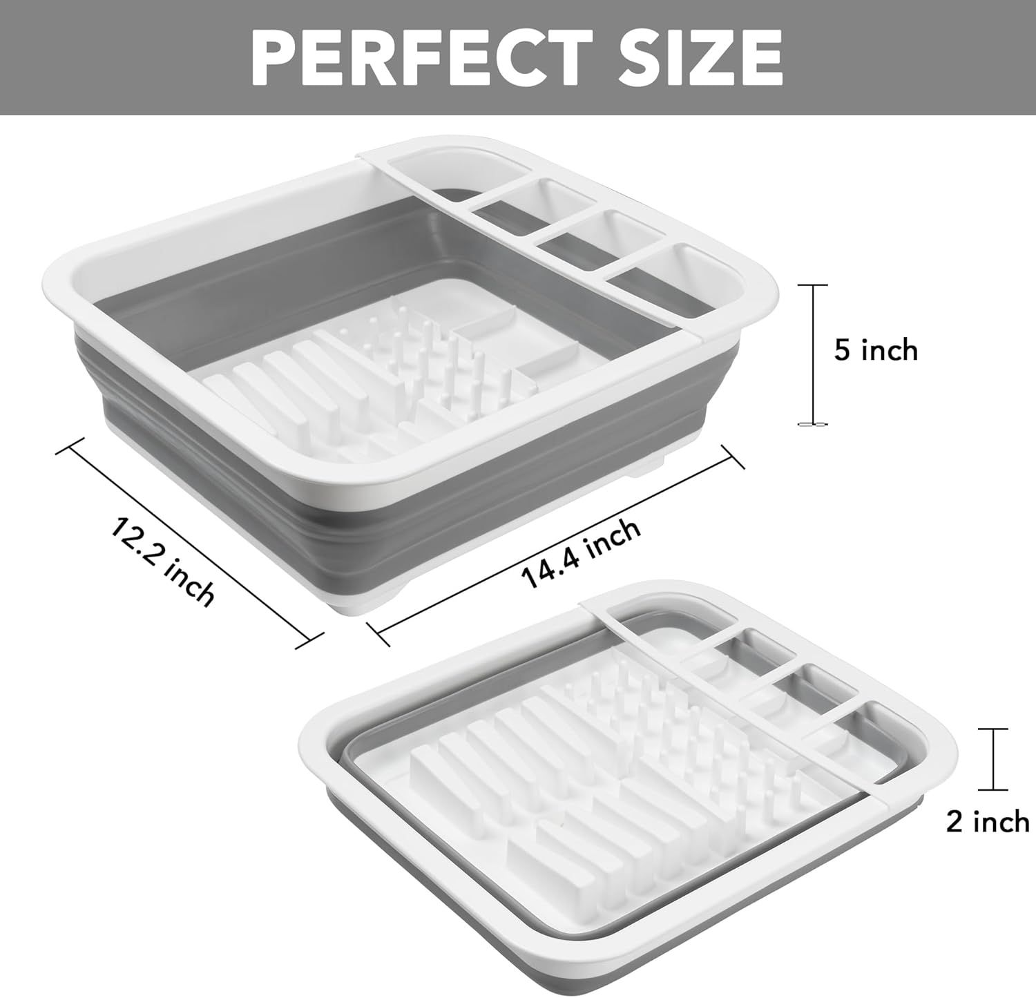 Collapsible Dish Drying Rack, Pop Up Dinnerware Drainer, Portable Plate Organizer or Kitchen RV Campers Travel Trailer, Space Saving Kitchen Storage Tray - Image 2