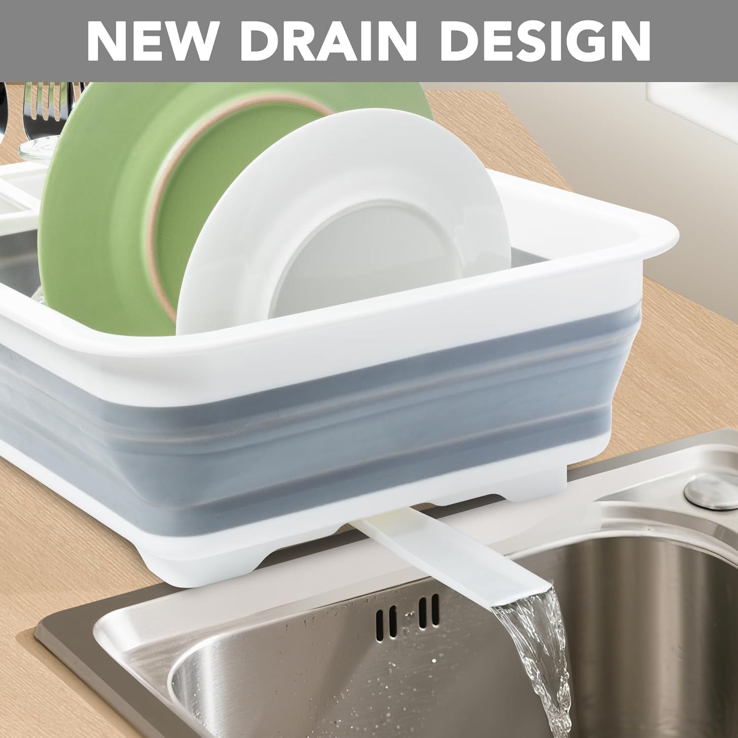 Collapsible Dish Drying Rack, Pop Up Dinnerware Drainer, Portable Plate Organizer or Kitchen RV Campers Travel Trailer, Space Saving Kitchen Storage Tray - Image 3