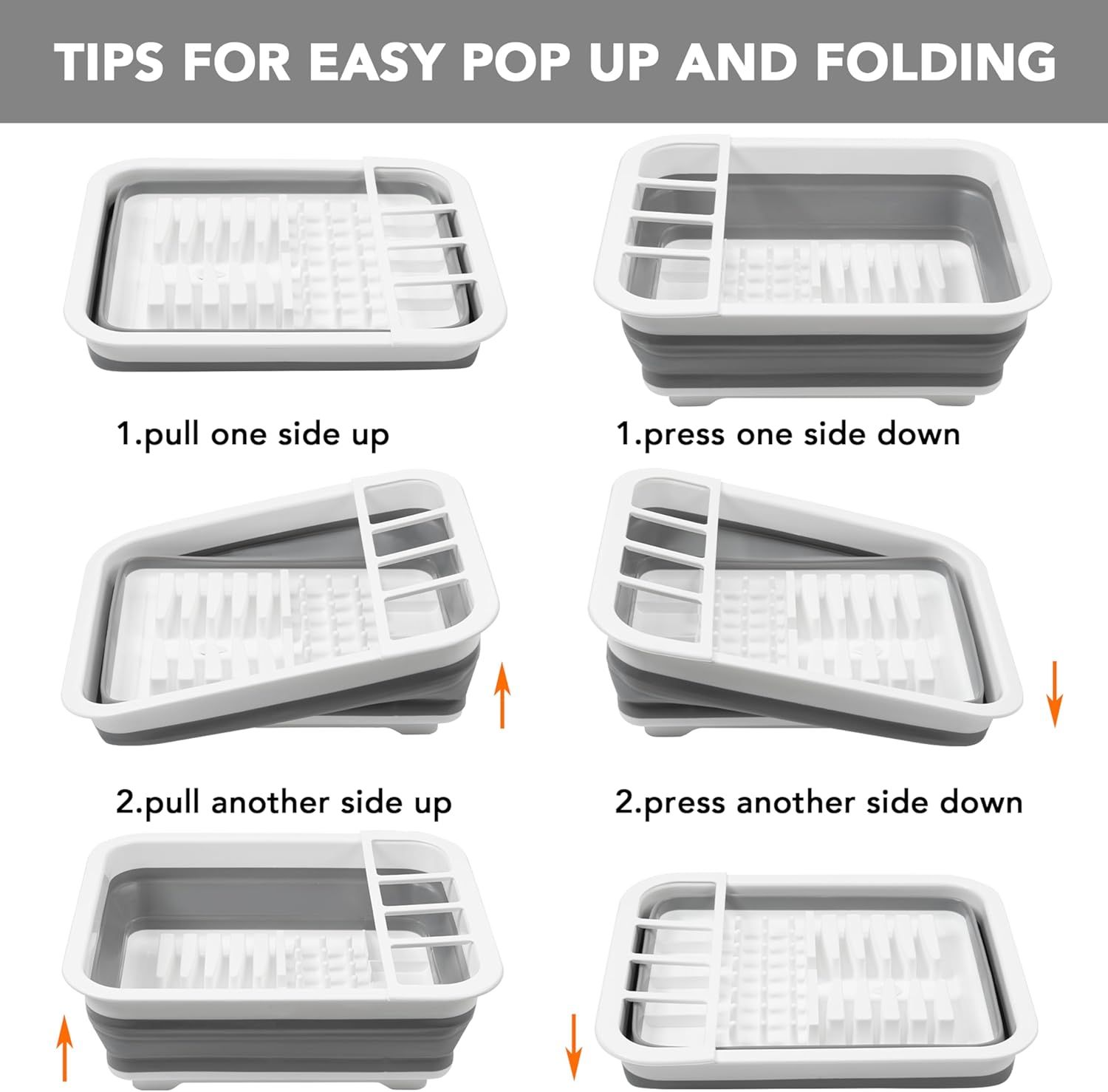 Collapsible Dish Drying Rack, Pop Up Dinnerware Drainer, Portable Plate Organizer or Kitchen RV Campers Travel Trailer, Space Saving Kitchen Storage Tray - Image 7