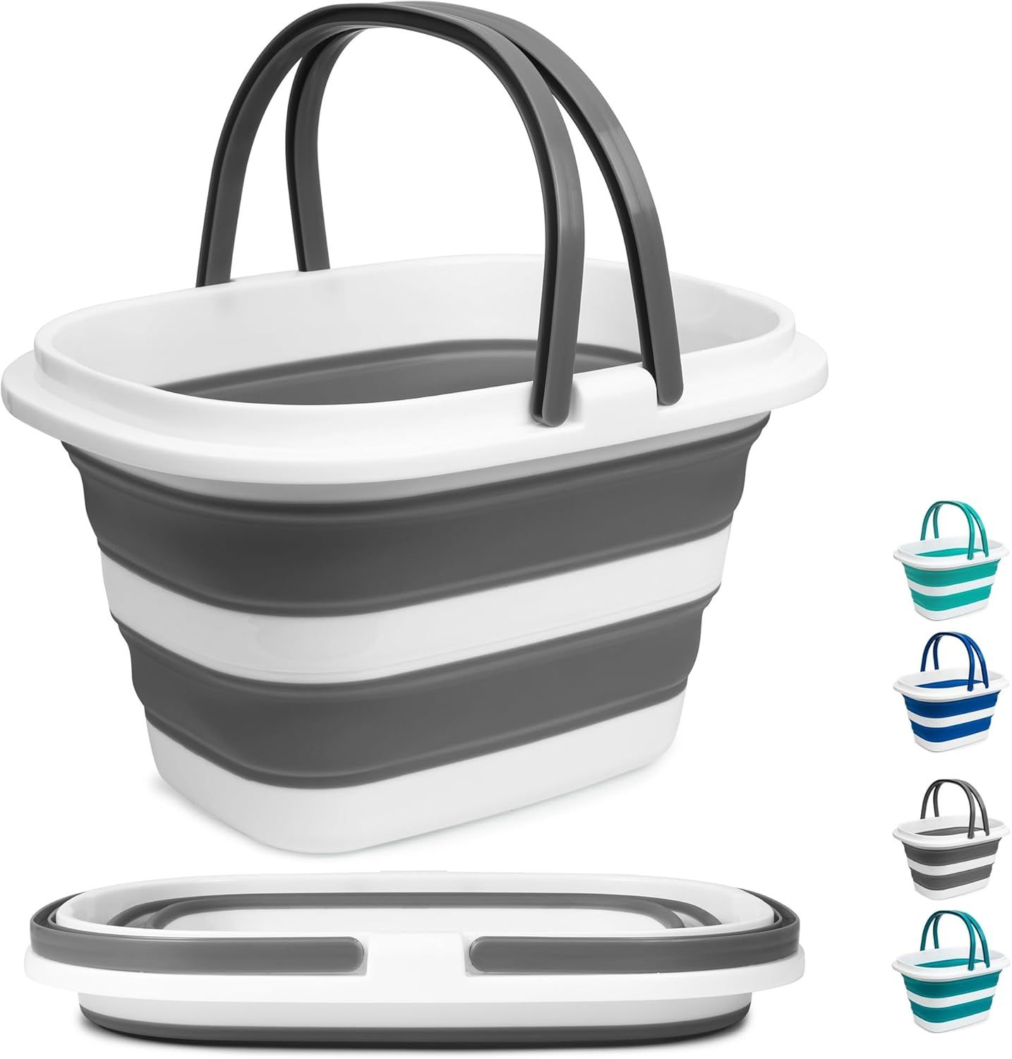 Large Collapsible Mop Bucket, 16L(4.2 Gallon) Plastic Bucket or House Cleaning, Car Washing, Silicone Cleaning Supplier Organizer, Portable Basket with Handle or Laundry Storage, RV Camping, ishing - Image 1
