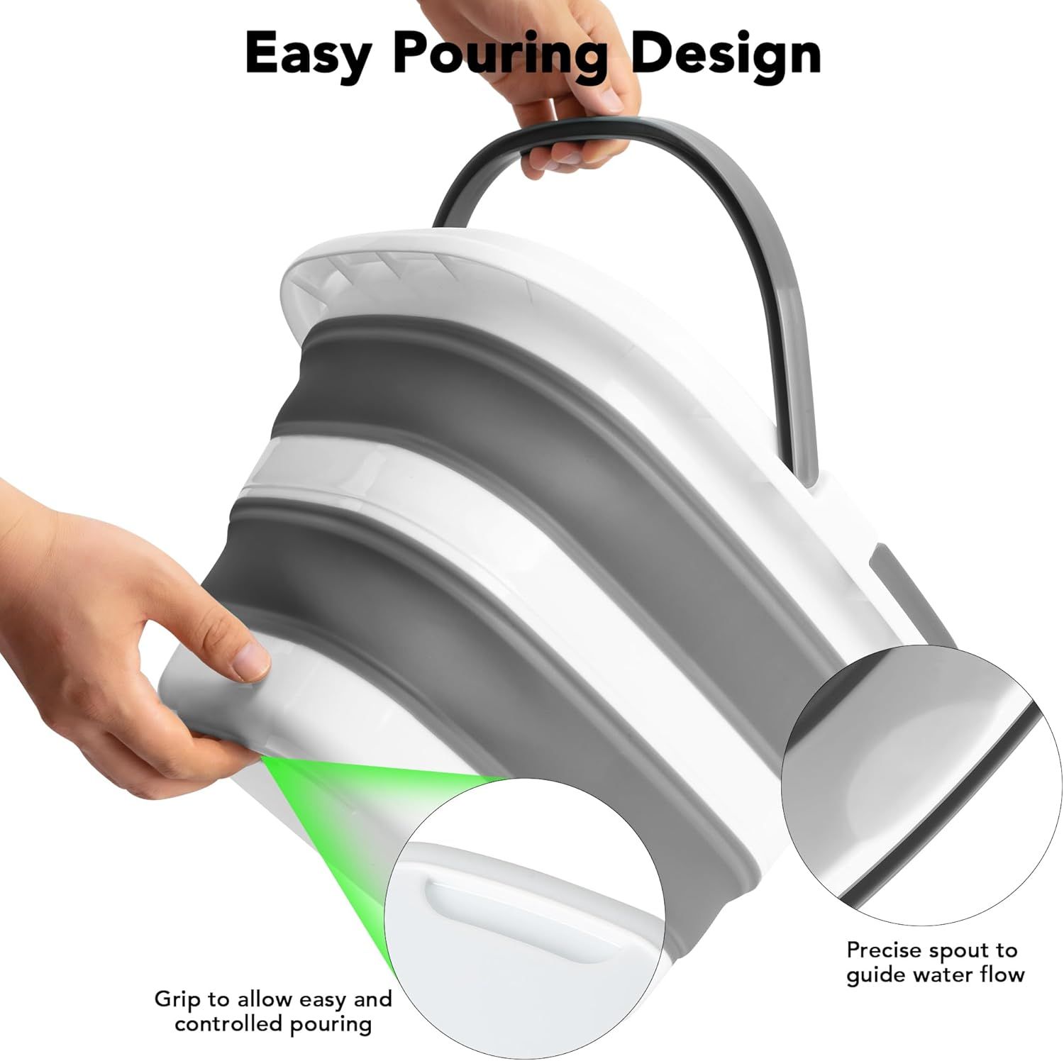 Large Collapsible Mop Bucket, 16L(4.2 Gallon) Plastic Bucket or House Cleaning, Car Washing, Silicone Cleaning Supplier Organizer, Portable Basket with Handle or Laundry Storage, RV Camping, ishing - Image 5