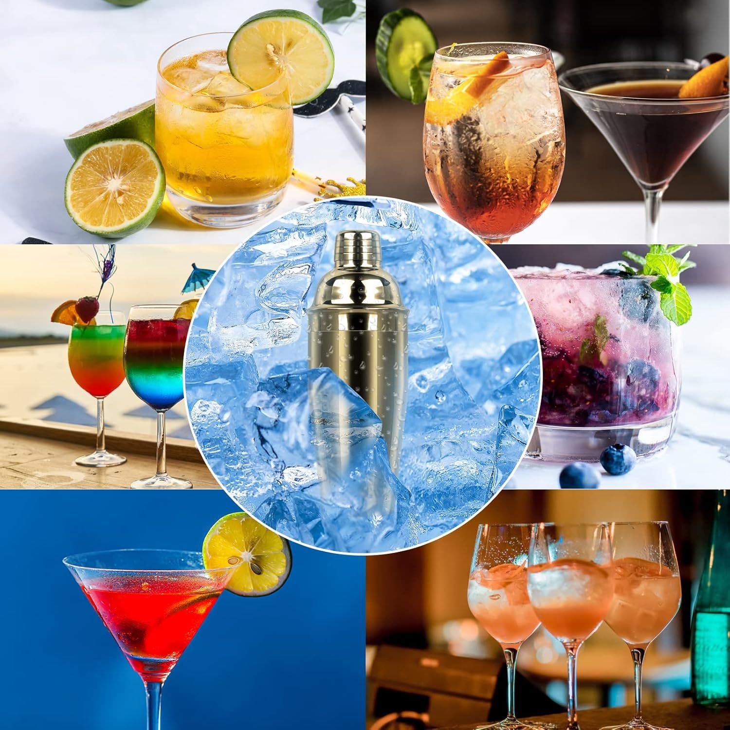 Large 24oz Cocktail Shaker Set, Stainless Steel 18/8 Martini Mixer Shaker with Built-in Strainer, Measuring Jigger & Mixing Spoon, Martini Shaker Set, Perect or Bartender and Home Use, Gold - Image 7