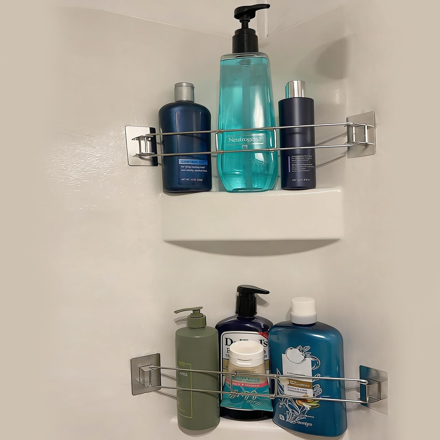 Safoner RV Shower Corner Storage Bar- Adjustable Stainless Steel Rod for Corner Shelves in Camper, Length 7.9-13.7 inches- RV Bathroom Organization Must Have Accessories (2 Pack - Image 1