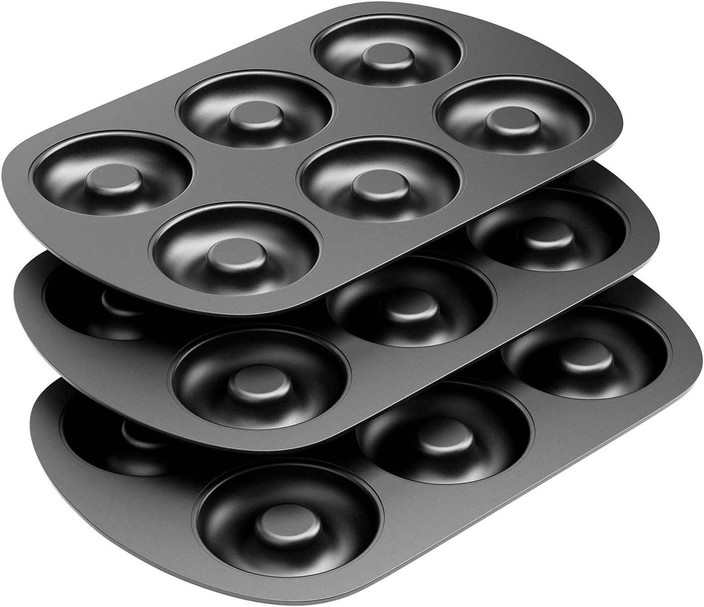Non-Stick 6-Cavity Donut Baking Pans, Makes Individual ull-Sized 3 1/4