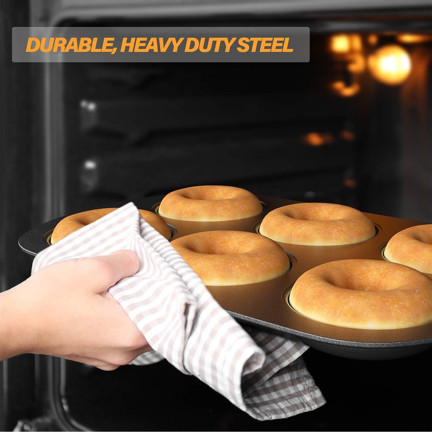 Non-Stick 6-Cavity Donut Baking Pans, Makes Individual ull-Sized 3 1/4