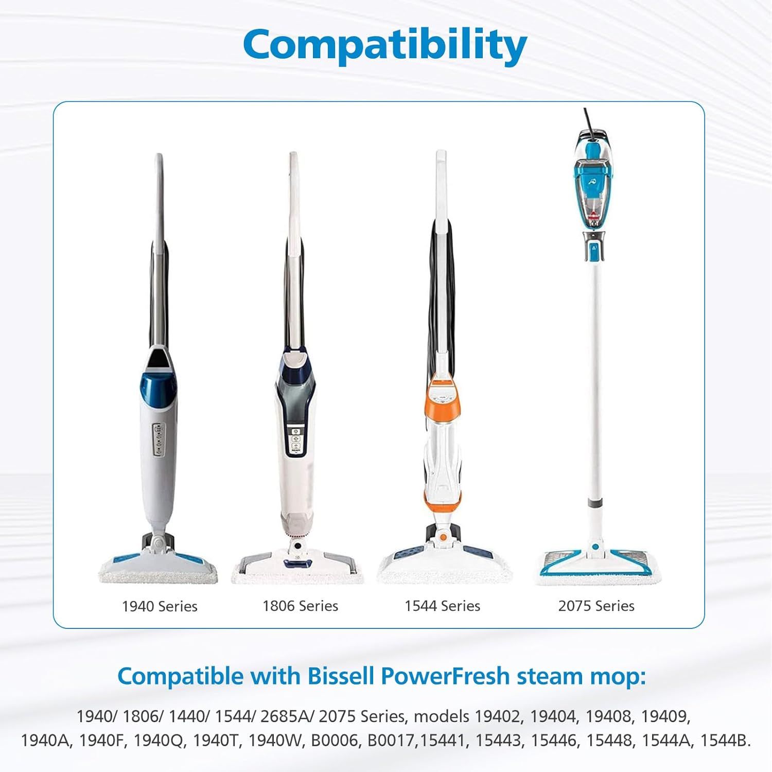 6 Pack 1940 or Bissell Steam Mop Pads or Bissell Powerresh Steam Mop 1806 1544 1440 2075A 2685A 1940W 19404 Series, Model 19402 19408 1940a 1940 1940q 1940t B0006 B0017, Part #5938#203-2633 - Image 2