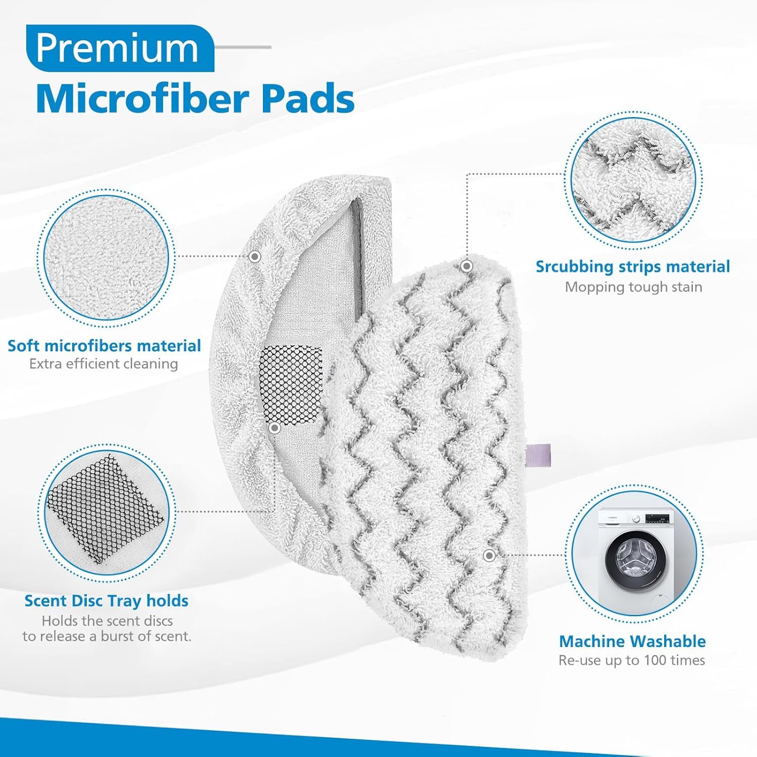 6 Pack 1940 or Bissell Steam Mop Pads or Bissell Powerresh Steam Mop 1806 1544 1440 2075A 2685A 1940W 19404 Series, Model 19402 19408 1940a 1940 1940q 1940t B0006 B0017, Part #5938#203-2633 - Image 3