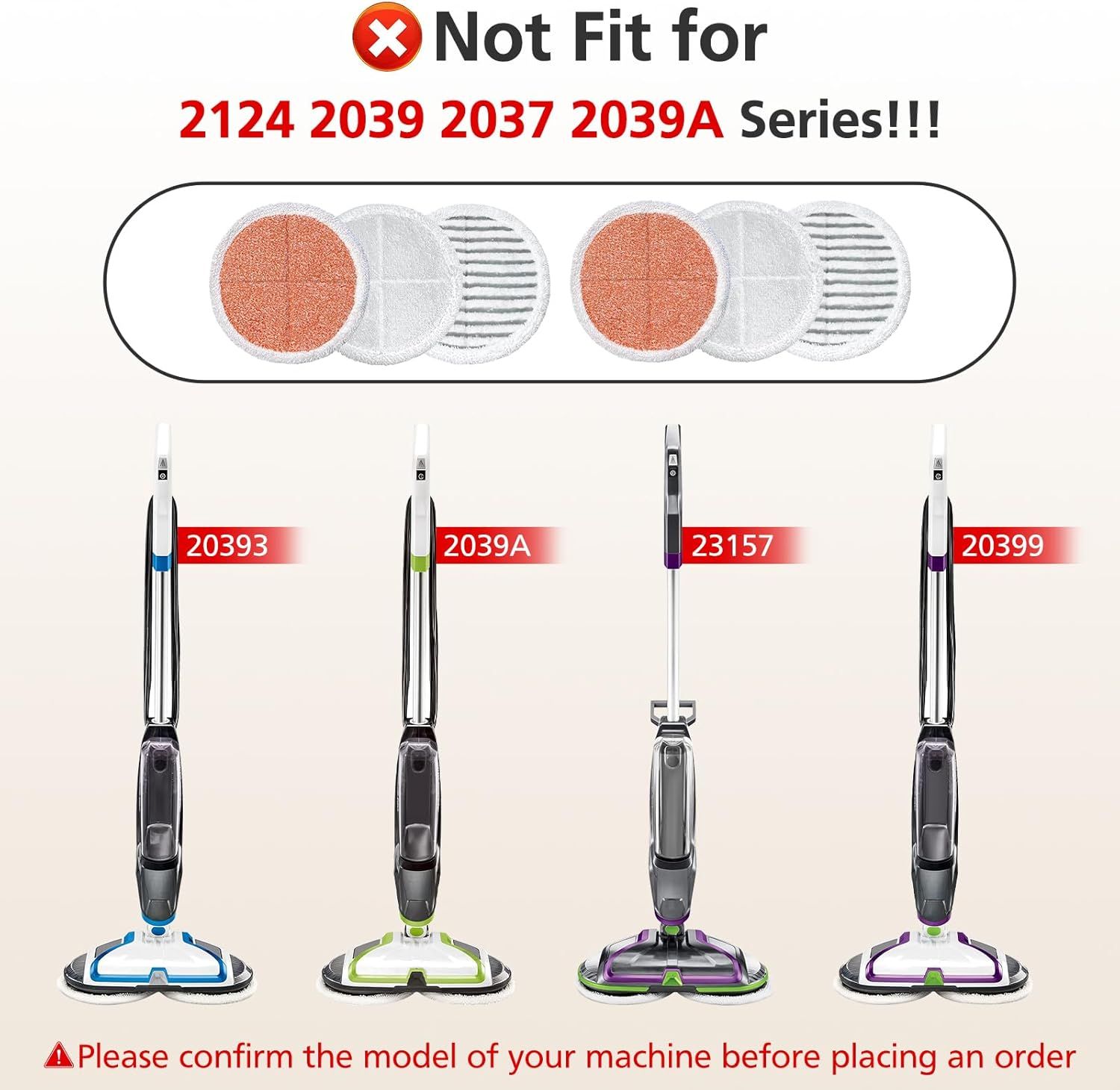 6 Pack 3897A / 3712 Rotating Steam Mop Pads Replacement or Bissell SpinWave SmartSteam Scrubbing Steam Mop Cleaner 【Models 3897A/3712 ONLY】, Washable Reuseable Reill Pads - Image 3