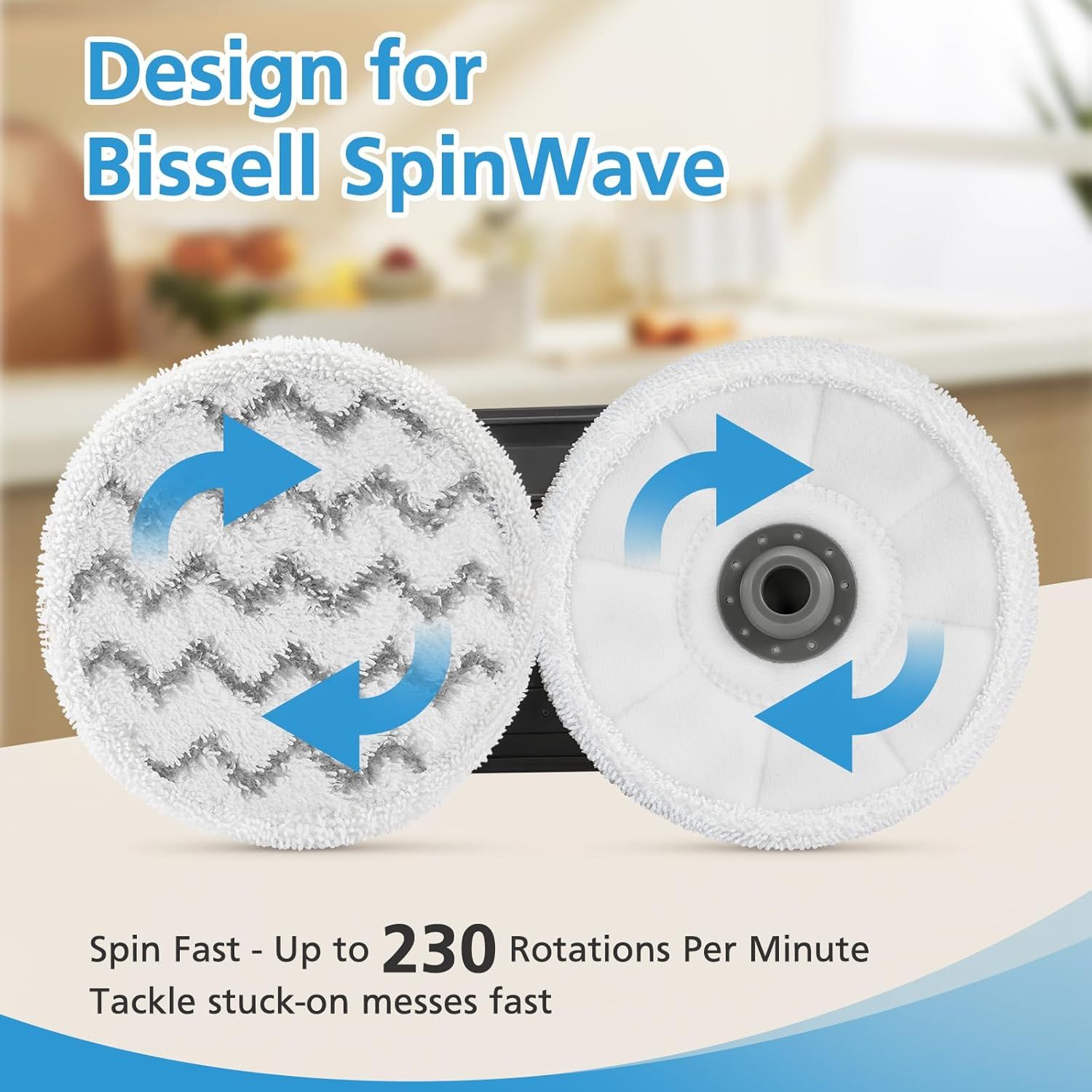 6 Pack 3897A / 3712 Rotating Steam Mop Pads Replacement or Bissell SpinWave SmartSteam Scrubbing Steam Mop Cleaner 【Models 3897A/3712 ONLY】, Washable Reuseable Reill Pads - Image 7