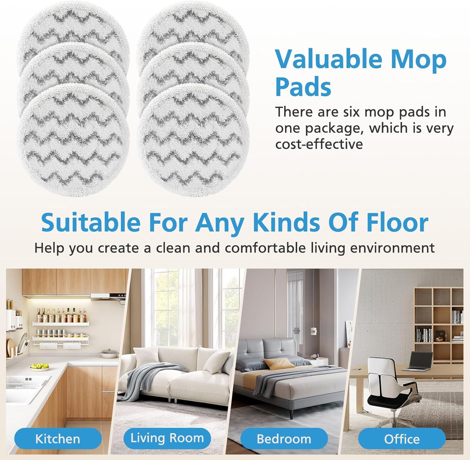 6 Pack 3897A / 3712 Rotating Steam Mop Pads Replacement or Bissell SpinWave SmartSteam Scrubbing Steam Mop Cleaner 【Models 3897A/3712 ONLY】, Washable Reuseable Reill Pads - Image 8
