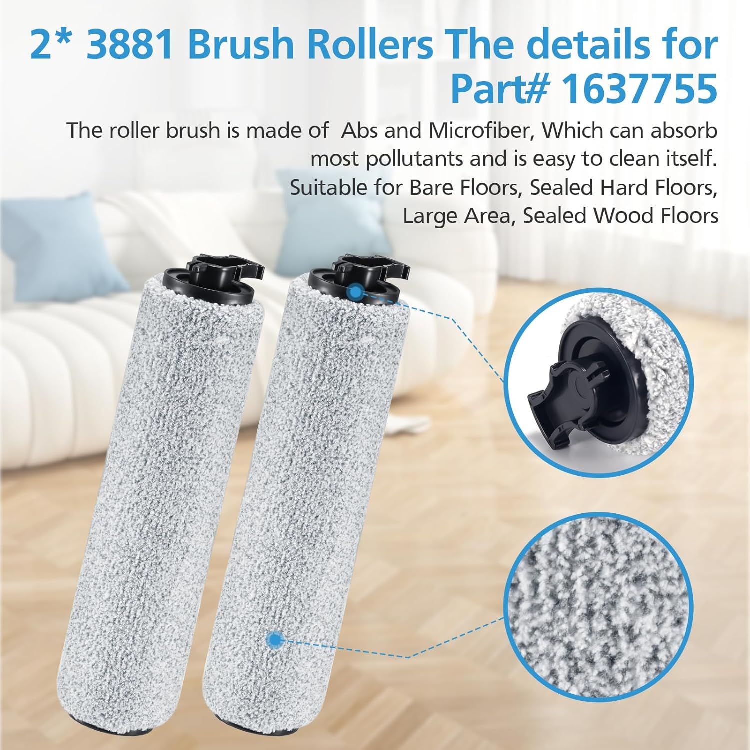 6-pack 3831 Vacuum Cleaner Brush Roll+ ilter Replacement Parts or Bissell Crosswave H2/3845N/3831 loor Scrubber, 3 Brush Rolls+3 ilters - Image 5