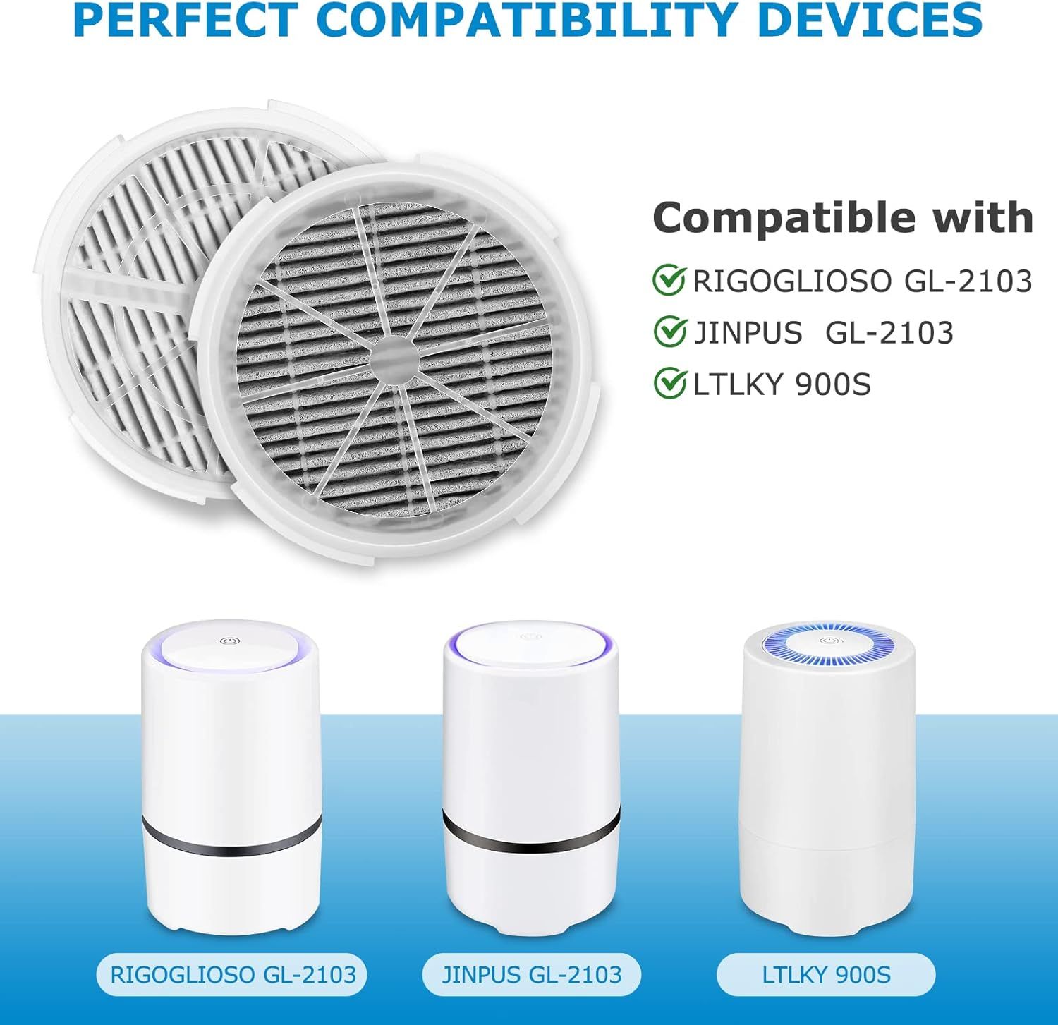 GL2103 Replacement ilter or RIGOGLIOSO GL2103, JINPUS GL-2103, LTLKY 900S Air Puriier, 2-in-1 HEPA ilters and Activated Carbon ilters (3-Pack) - Image 3