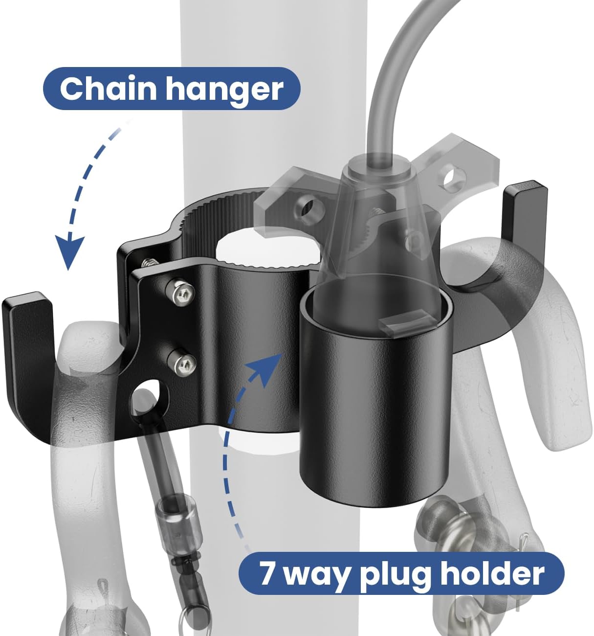 Safoner Aluminum Trailer Towing Chain Organizer with 7-Way Plug Holder- Heavy-Duty RV Tongue Jack Accessories - Image 4