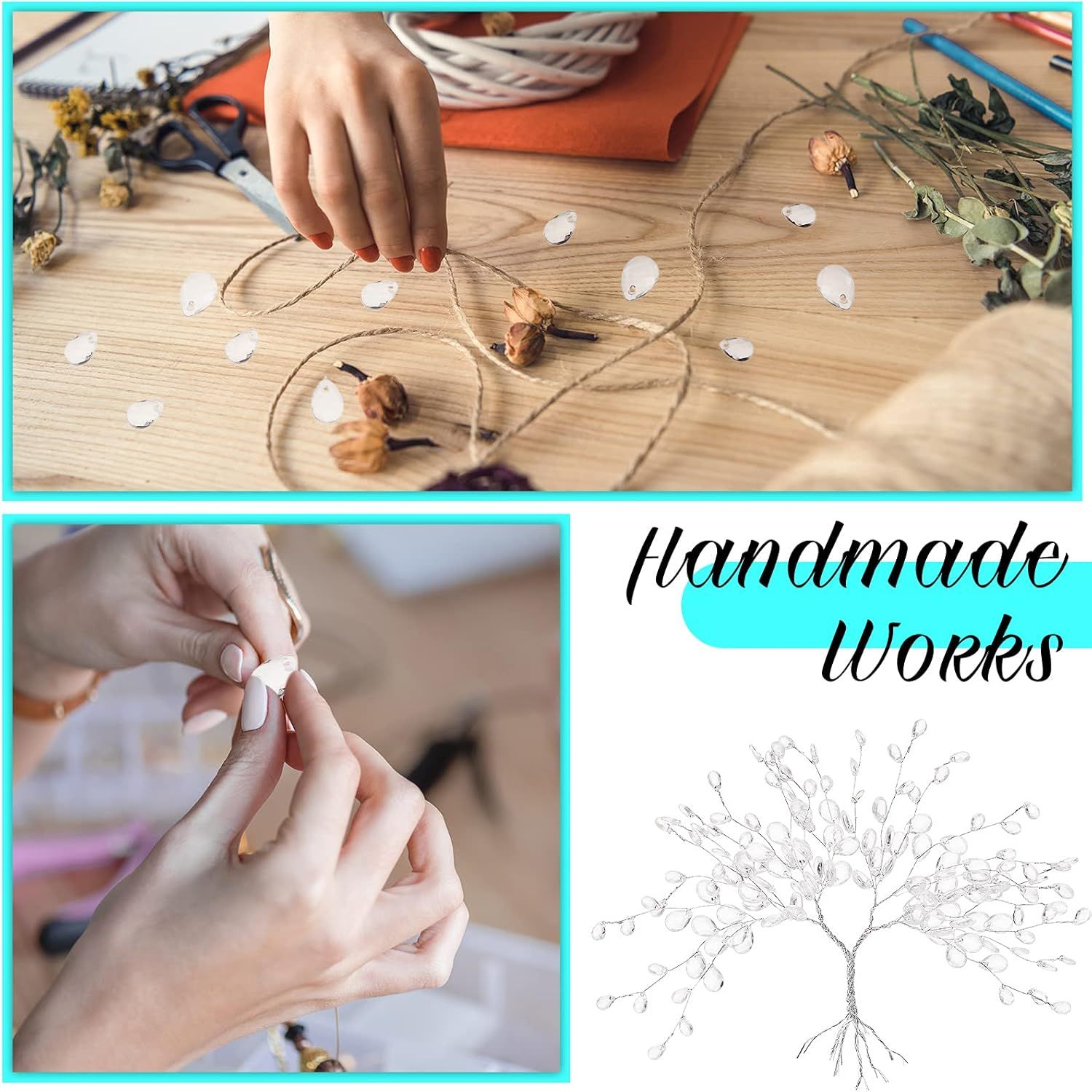 60 Pieces Artiicial Bouquets with Acrylic Bead Drop Crystal lower Stem Branches Beaded String Bridal Picks, Decoration or Wedding DIY Crats - Image 6