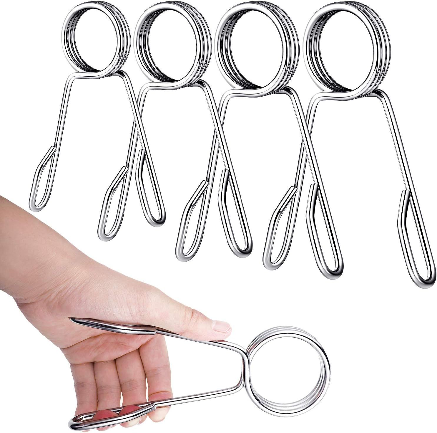 4 Pieces 2 Inch Dumbbell Spring Collars Barbell Clamps Locking Collars Clips or Weightliting Exercise itness Training Supplies (Silver) - Image 1