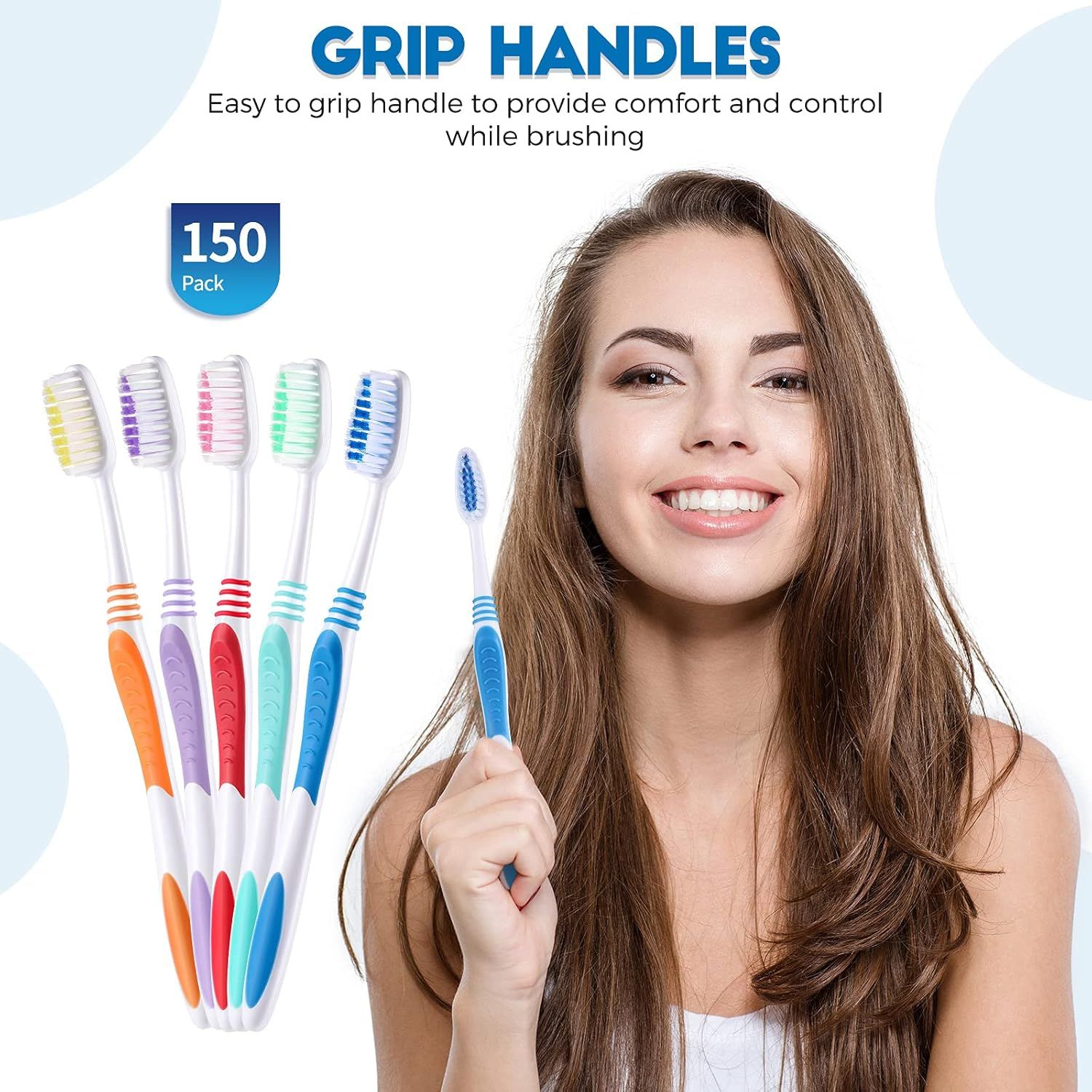150 Pieces Individually Wrapped Toothbrushes Manual Disposable Travel Toothbrush Medium Sot Bristle Tooth Brush Travel Toothbrush Bulk Toothbrushes or Hotel, Guest, Adults, Kids, Multi Color - Image 4