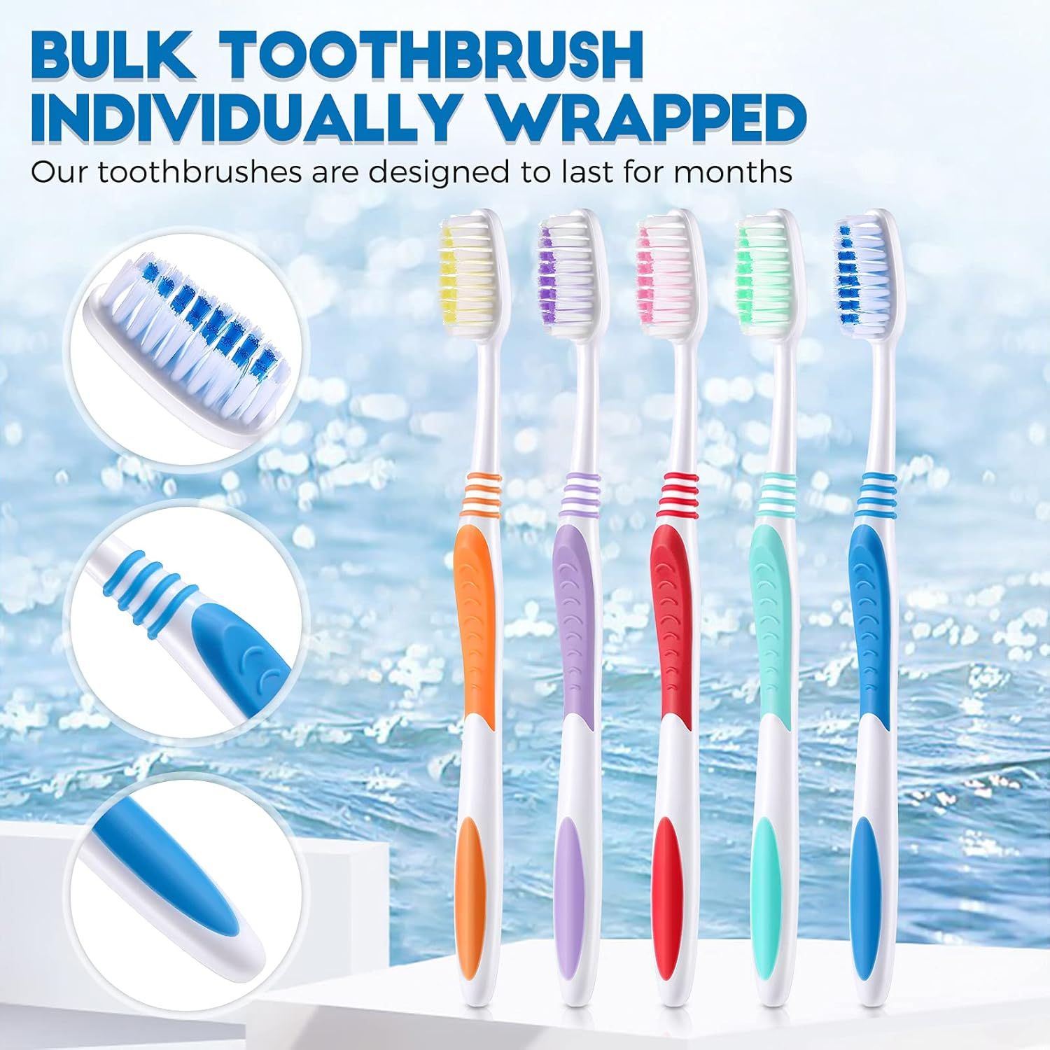 150 Pieces Individually Wrapped Toothbrushes Manual Disposable Travel Toothbrush Medium Sot Bristle Tooth Brush Travel Toothbrush Bulk Toothbrushes or Hotel, Guest, Adults, Kids, Multi Color - Image 5