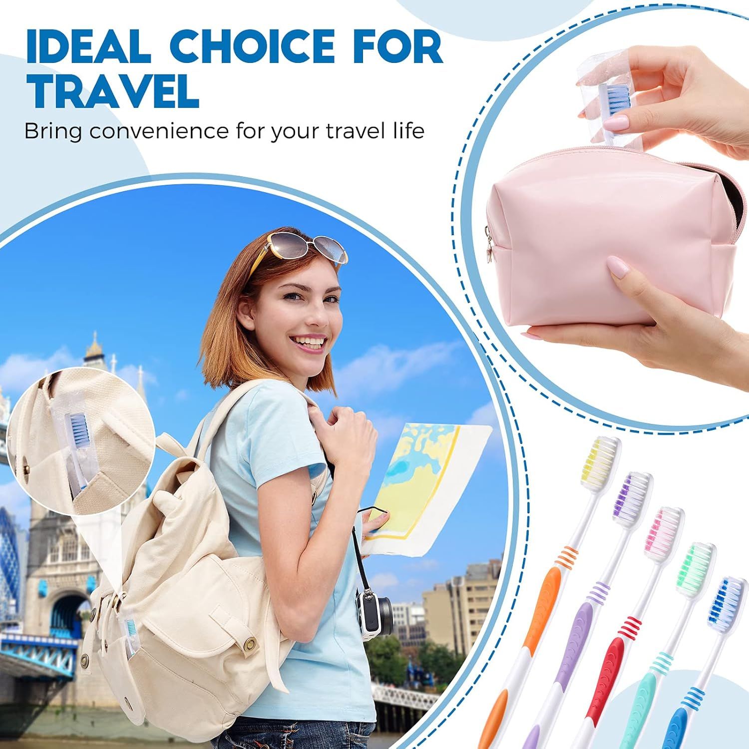 150 Pieces Individually Wrapped Toothbrushes Manual Disposable Travel Toothbrush Medium Sot Bristle Tooth Brush Travel Toothbrush Bulk Toothbrushes or Hotel, Guest, Adults, Kids, Multi Color - Image 7