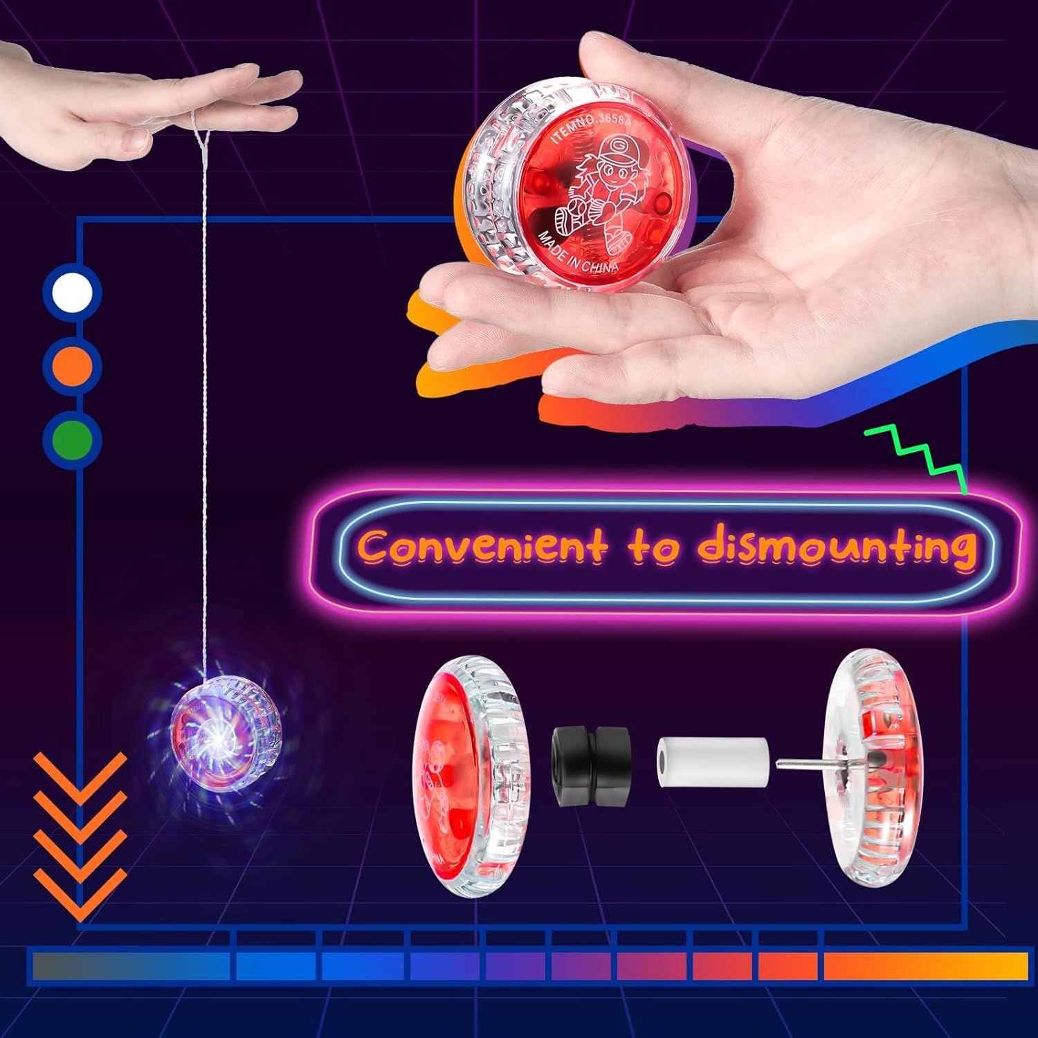 40 Pieces Light up Yo Yo Bulk, LED Responsive Ball Colorul Plastic Light up Party avors or Birthday Bag illers Carnival Prizes - Image 6