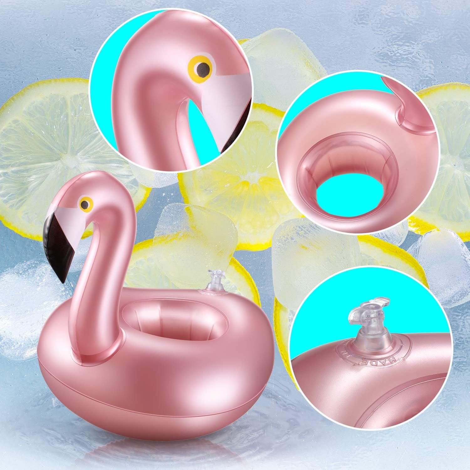 12 Pcs Inlatable Drink Holder lamingo Drink loats Reusable Inlatable Cute Animal Cup Coasters Pool Cup Holders or Summer Swimming Party - Image 5