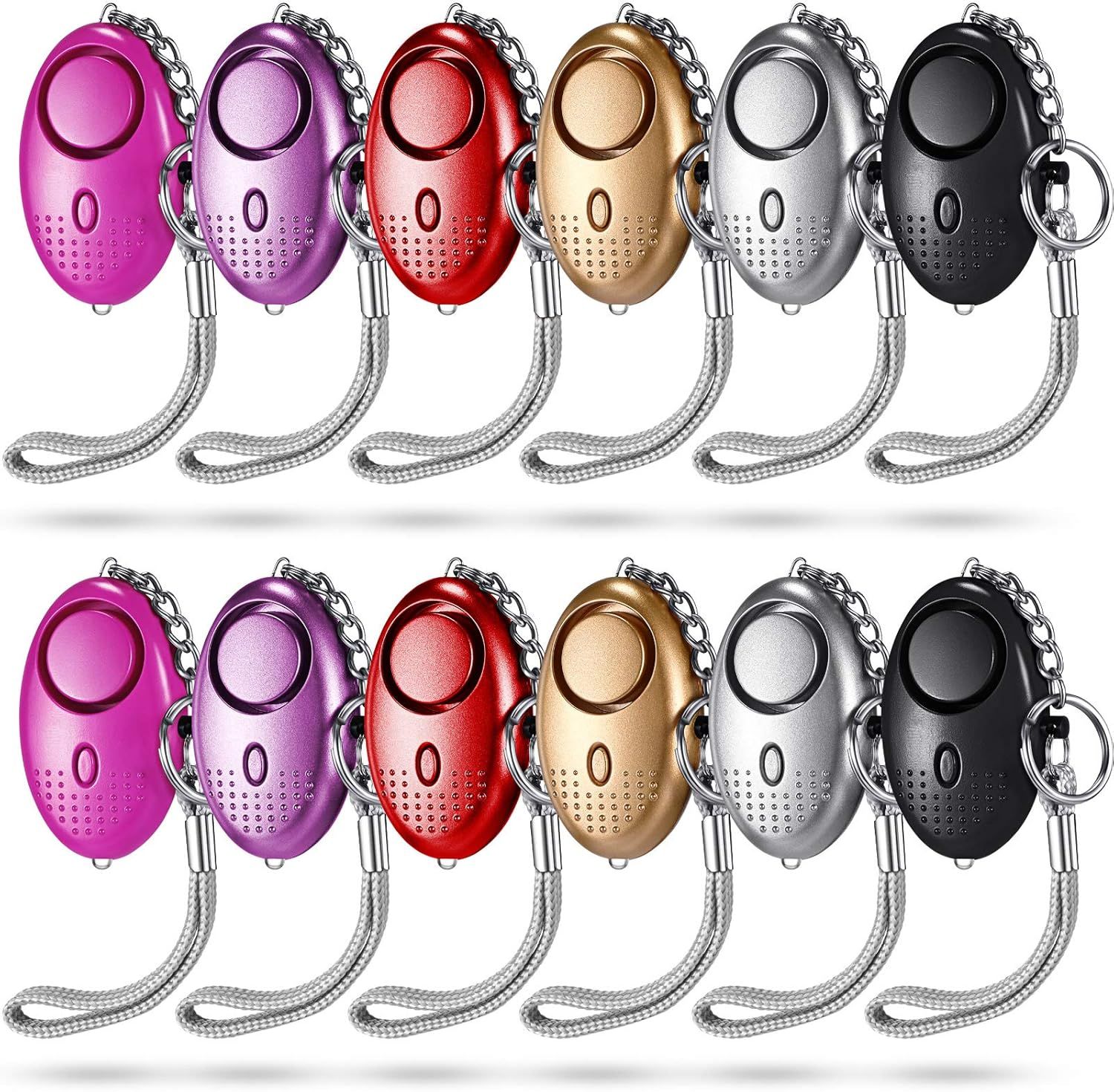 12-Piece Personal Alarm Set, Emergency LED Light Keychain Alarms in 6 Colors or Women & Men - Image 1