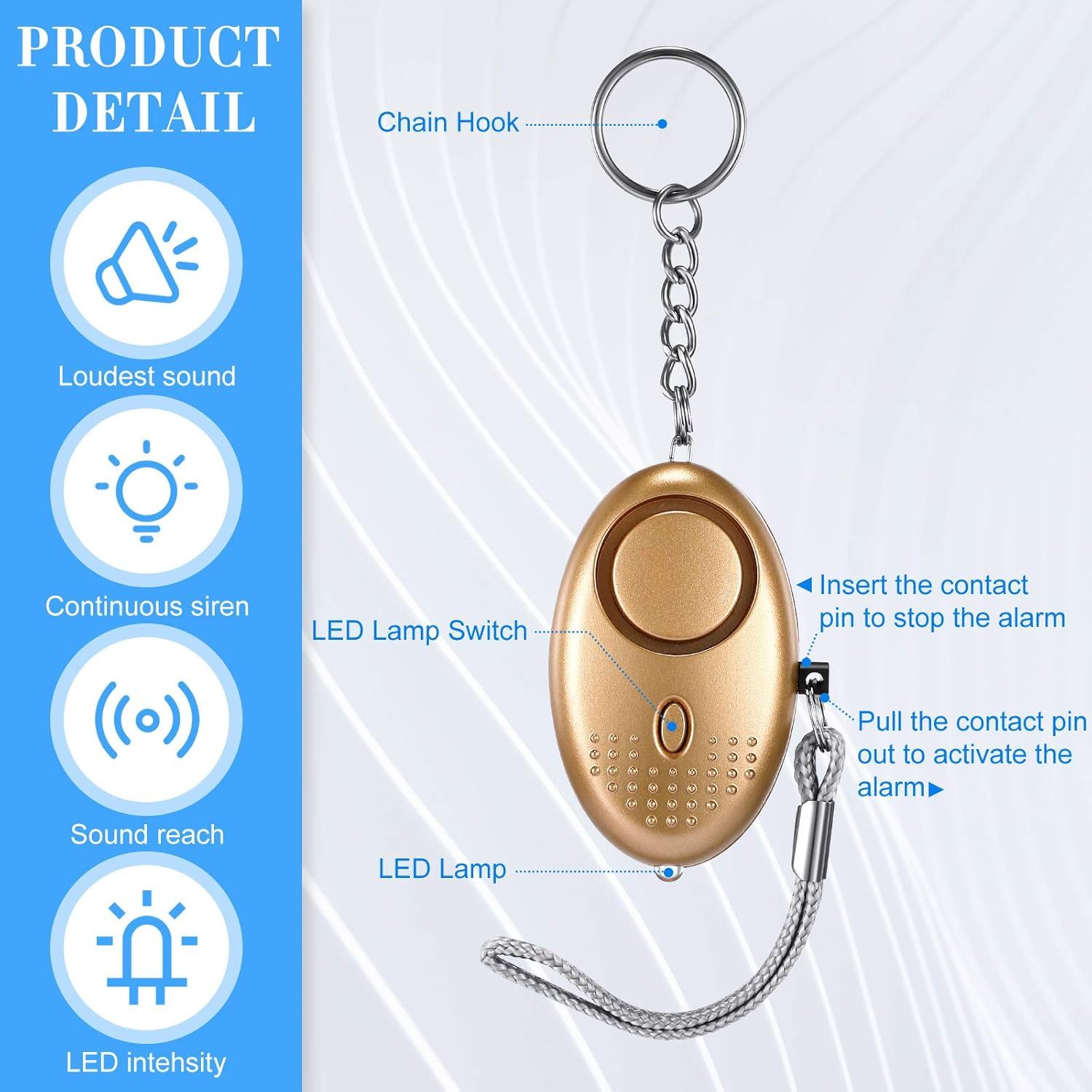 12-Piece Personal Alarm Set, Emergency LED Light Keychain Alarms in 6 Colors or Women & Men - Image 2