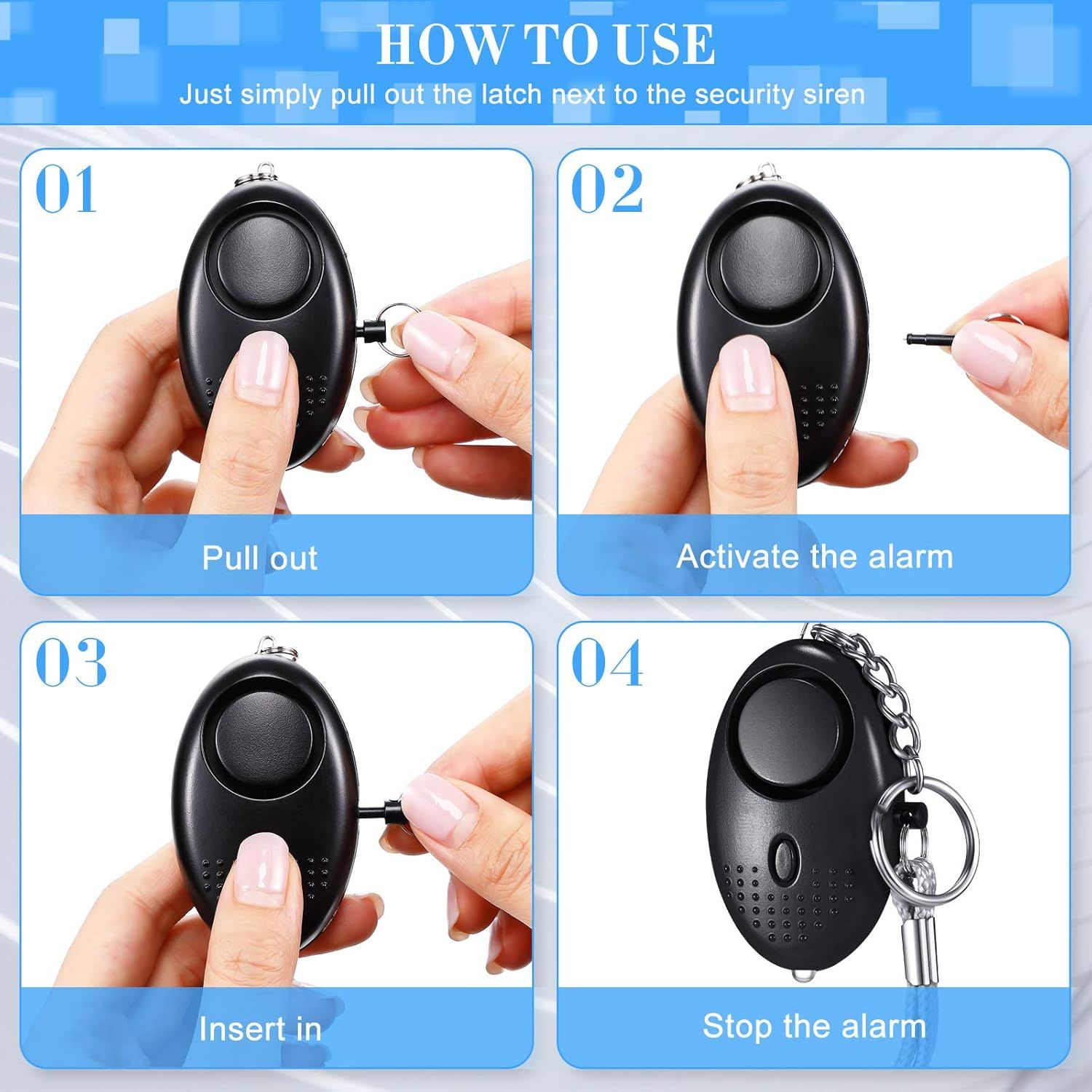12-Piece Personal Alarm Set, Emergency LED Light Keychain Alarms in 6 Colors or Women & Men - Image 3